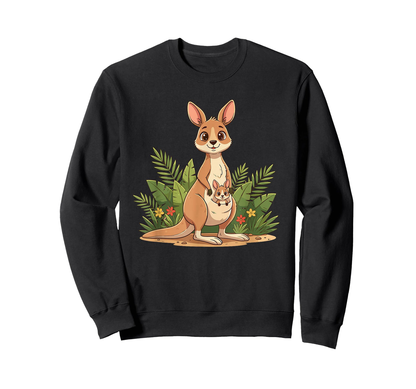 Cute Kangaroo Mom with Baby Joey in Jungle T-Shirt