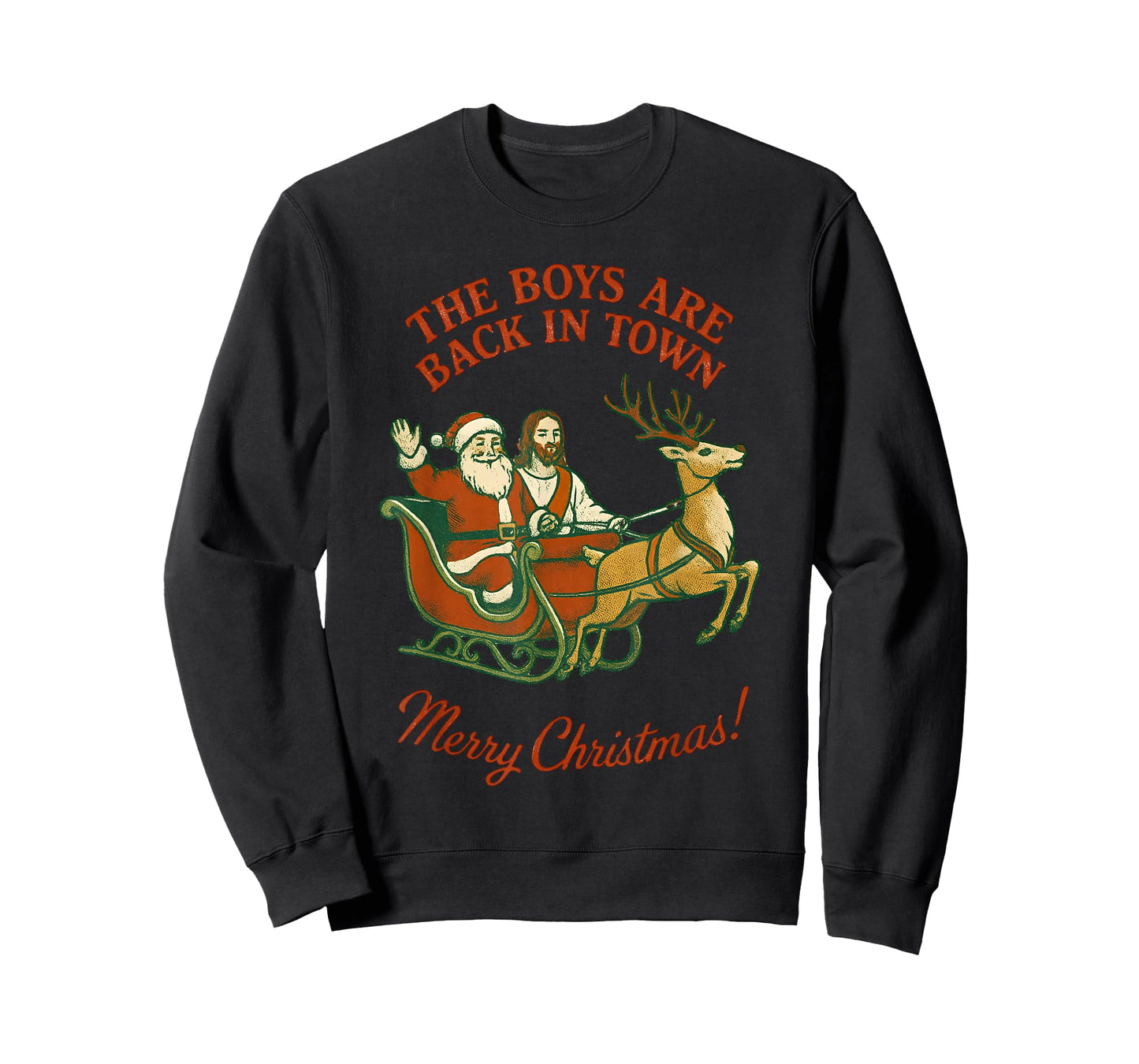 The Boys are Back in Town Christmas Jesus and Santa Vintage T-Shirt