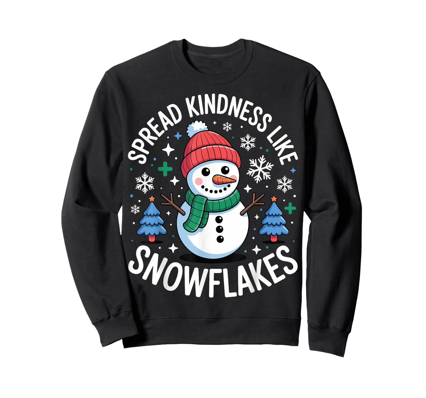 Spread Kindness Winter Snowflake Christmas Holiday Snowman T-Shirt