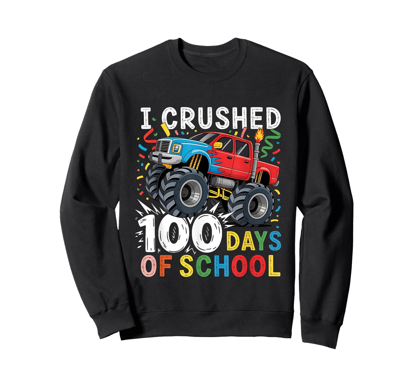 100 Days of School Boys Monster Truck 100th Day of School T-Shirt