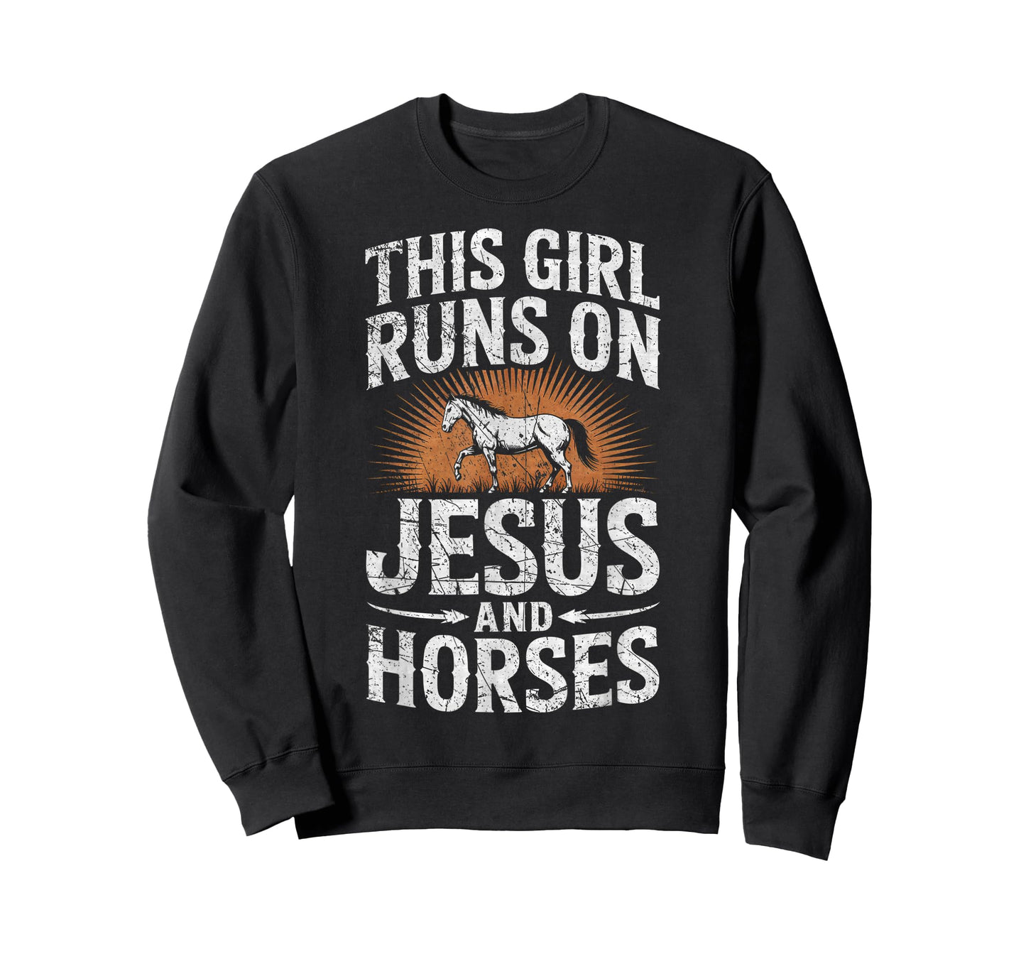 This Girl Runs On Jesus and Horses Horse Riding Equestrian T-Shirt