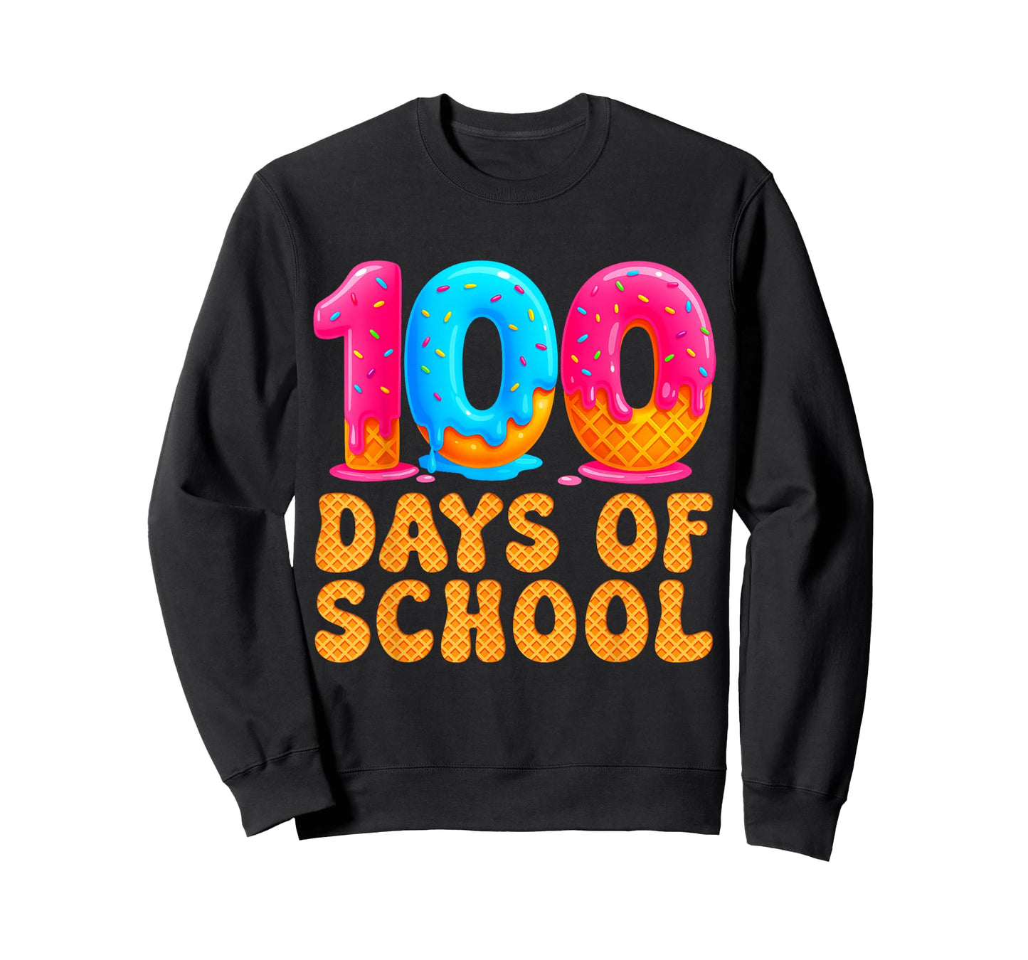 100 Days of School Kid Ice Cream Drip 100th Day Teacher Girl T-Shirt