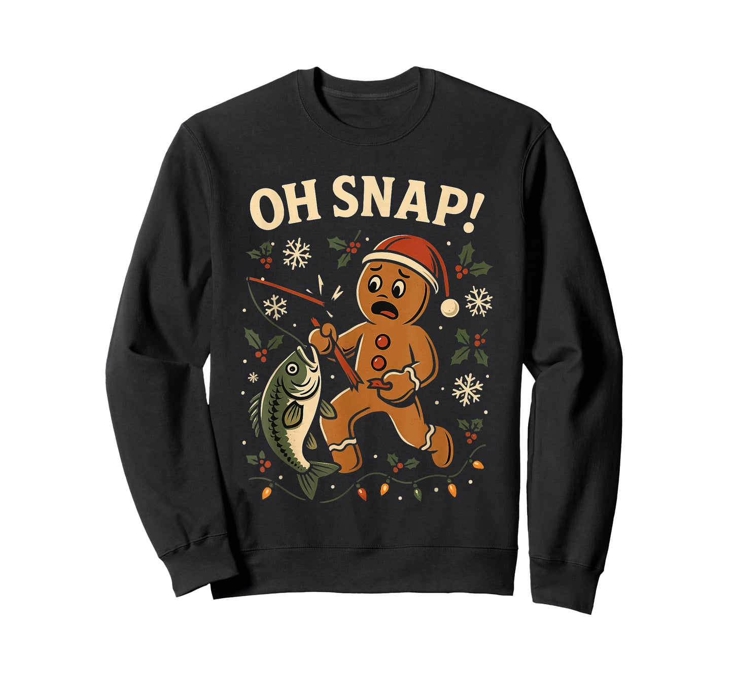 Oh Snap Gingerbreadman Christmas Fishing T-Shirt