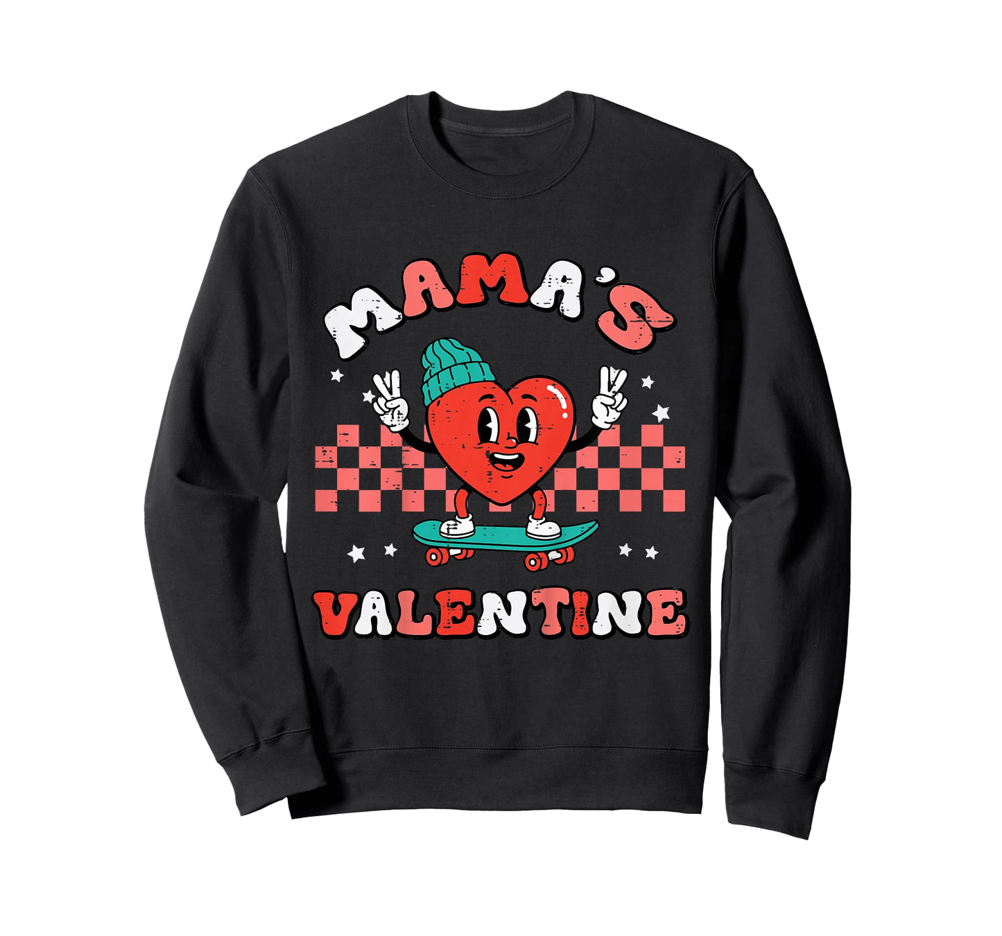 Kids Mamas Valentine Heart Skate Valentines Day Toddler Boys Kids T-Shirt