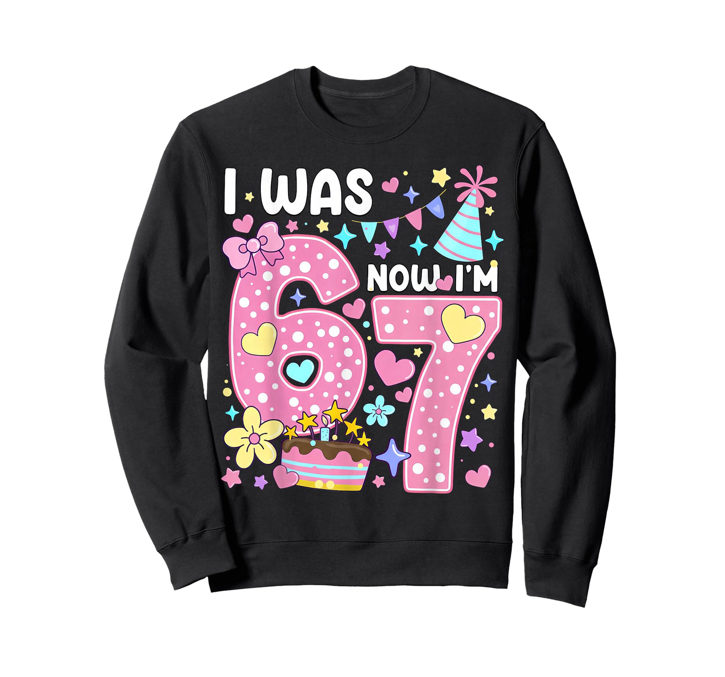 7th Birthday Girl Funny Six Seven I was 6 Now I'm 7 Year Old T-Shirt