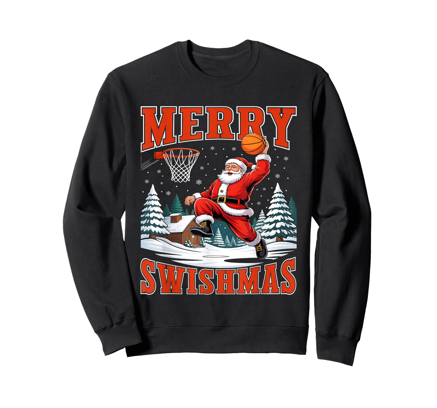 Merry Swishmas Santa Playing Basketball Christmas Boys Men T-Shirt