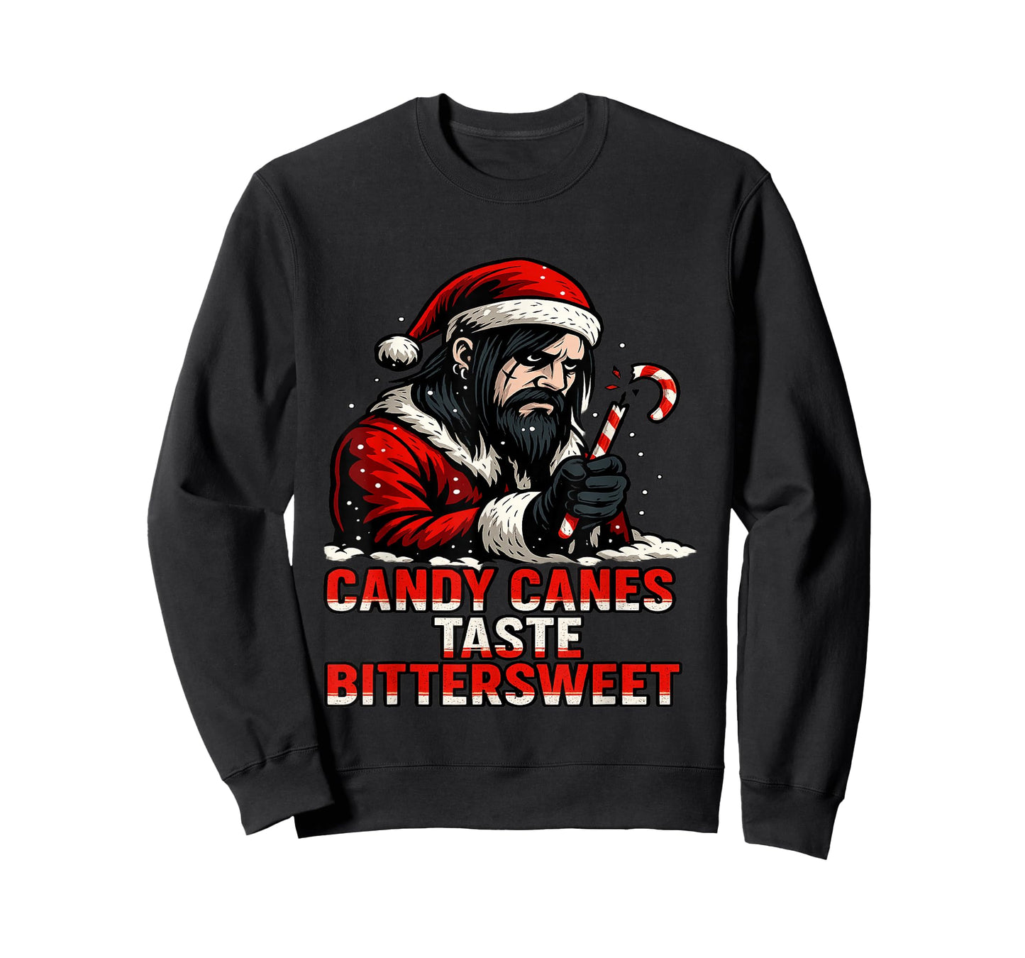 Candy Canes Taste Bittersweet Emo Santa Holiday Tears T-Shirt