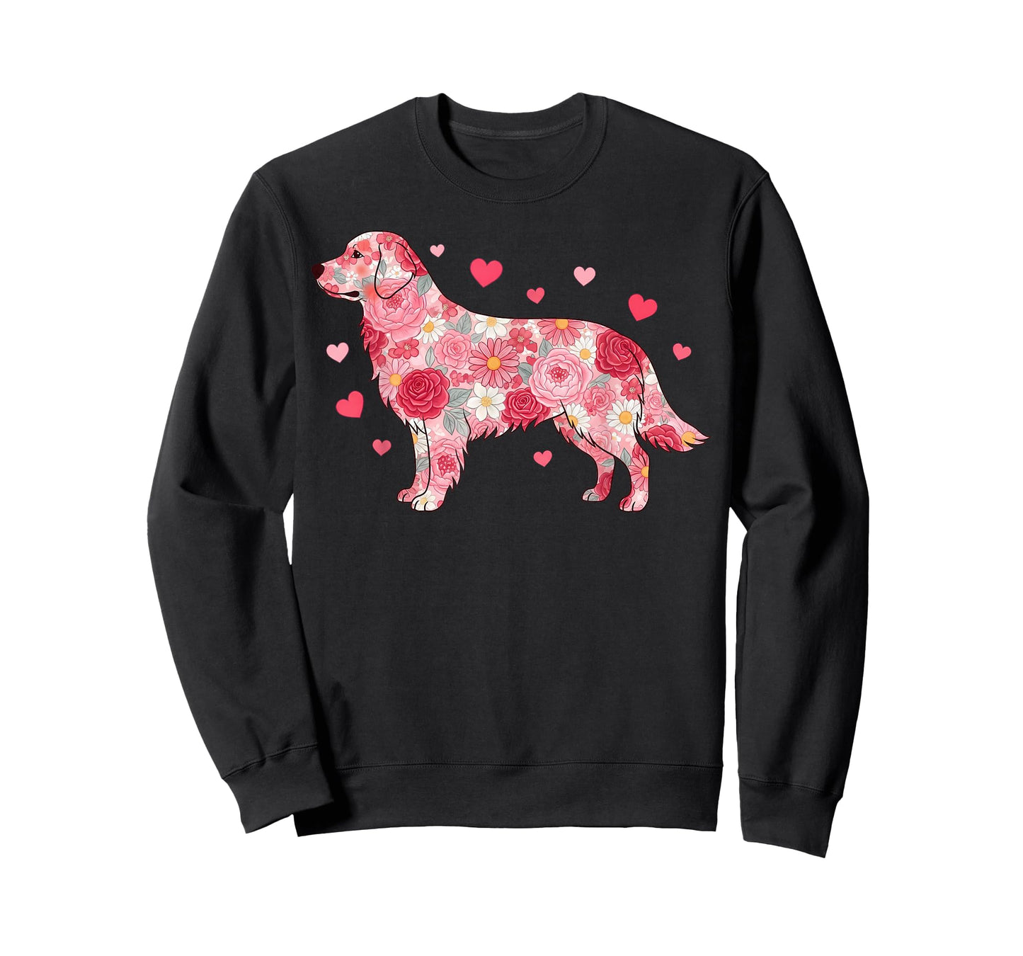 Floral Golden Retriever Heart Botanical Puppy Love T-Shirt