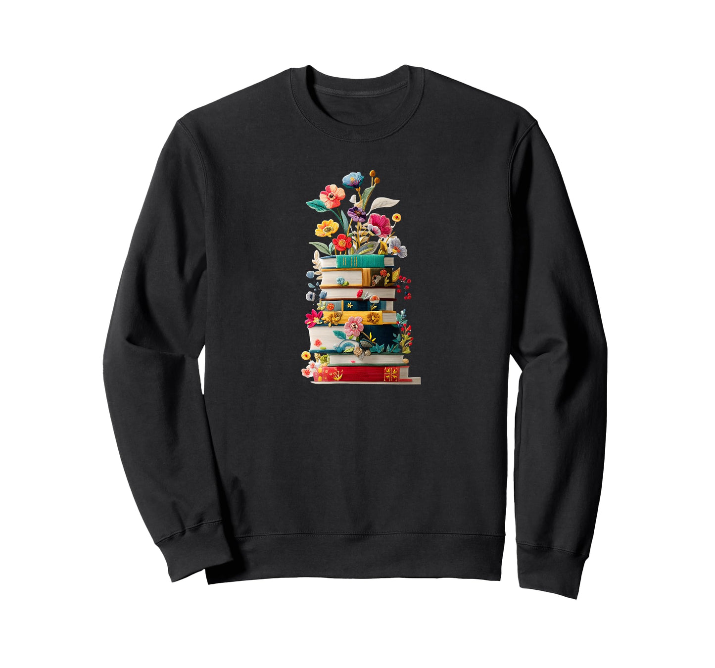 Book Stack with Flowers Reading Lover Bookish T-Shirt