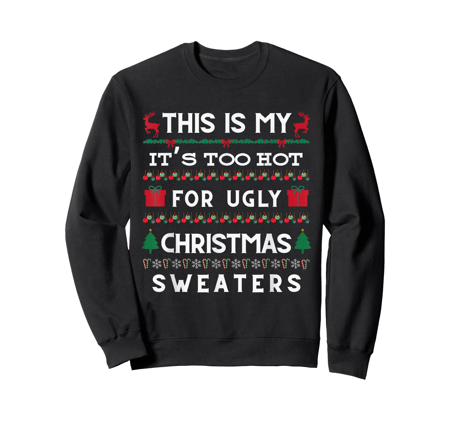 Retro Ugly Christmas Sweater Candy Cane Tree Vibes T-Shirt