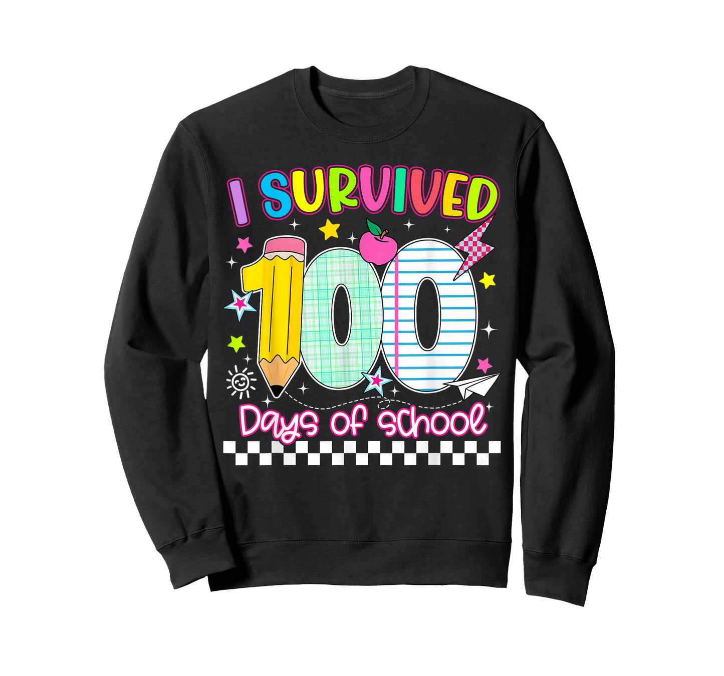 I Survived 100 Days of School Pencil Funny Boy Girl Teacher T-Shirt