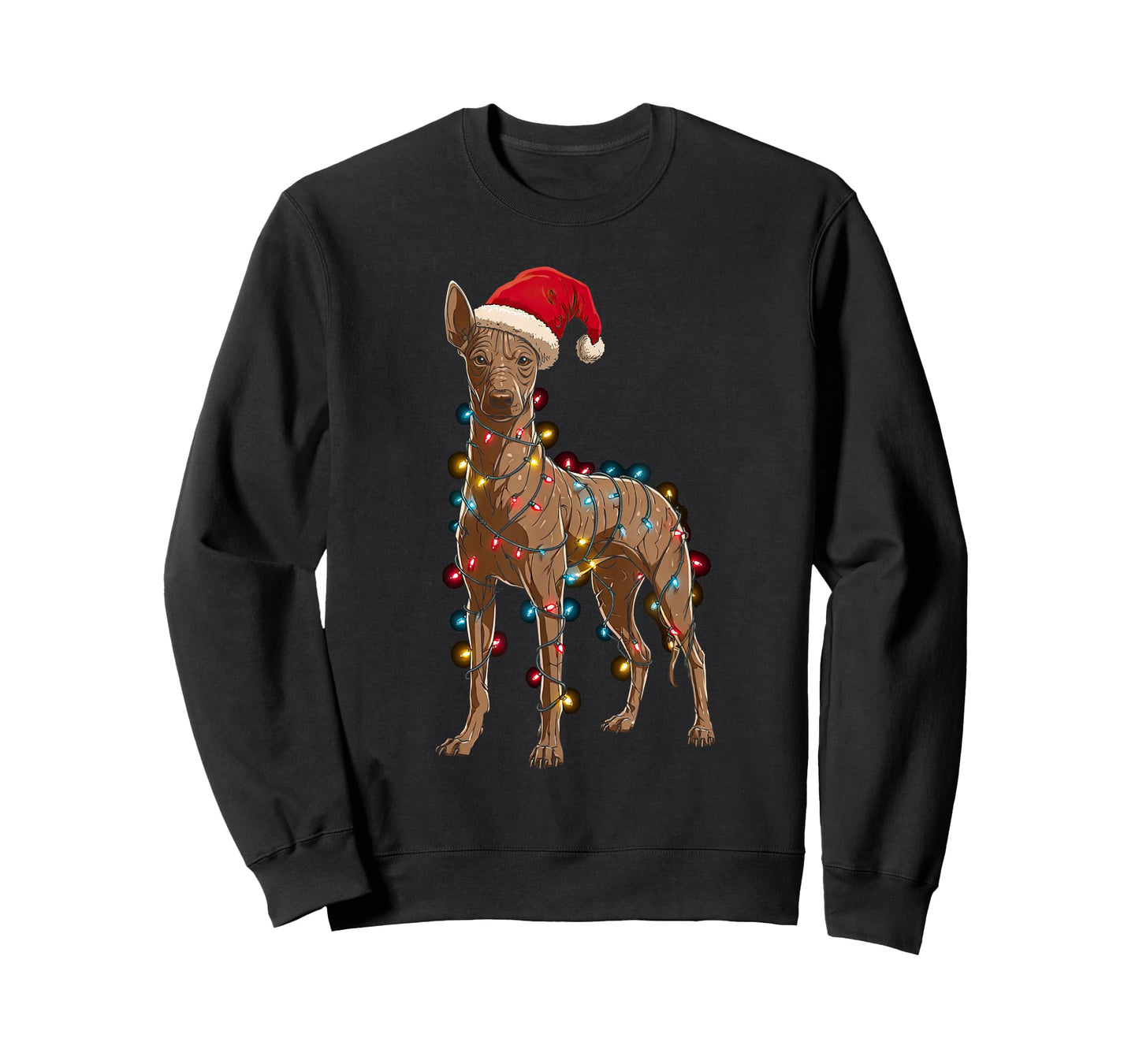 Funny Xoloitzcuintli Christmas Graphic Dog Lights Lover Xolo T-Shirt