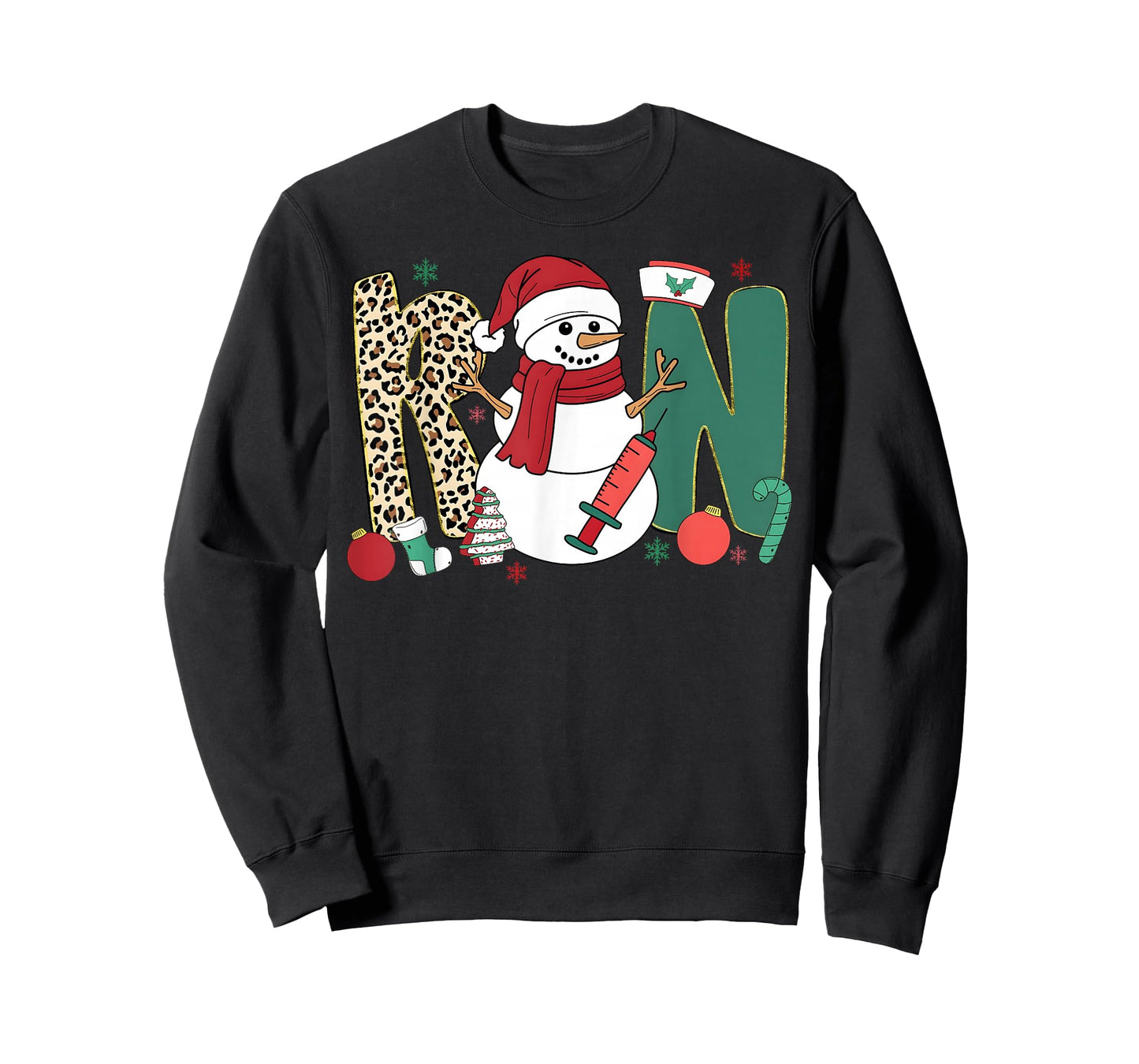 RN Nurse Snowman Merry Christmas Leopard Snowmies Men Women T-Shirt