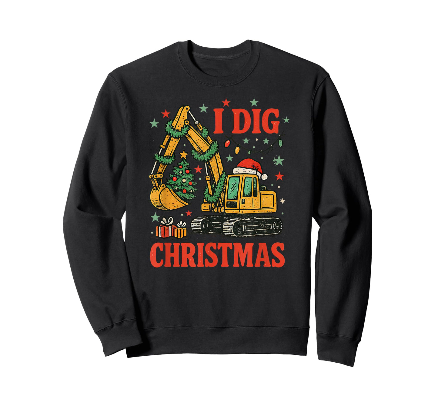 I Dig Christmas Excavator Retro Holiday Meme T-Shirt