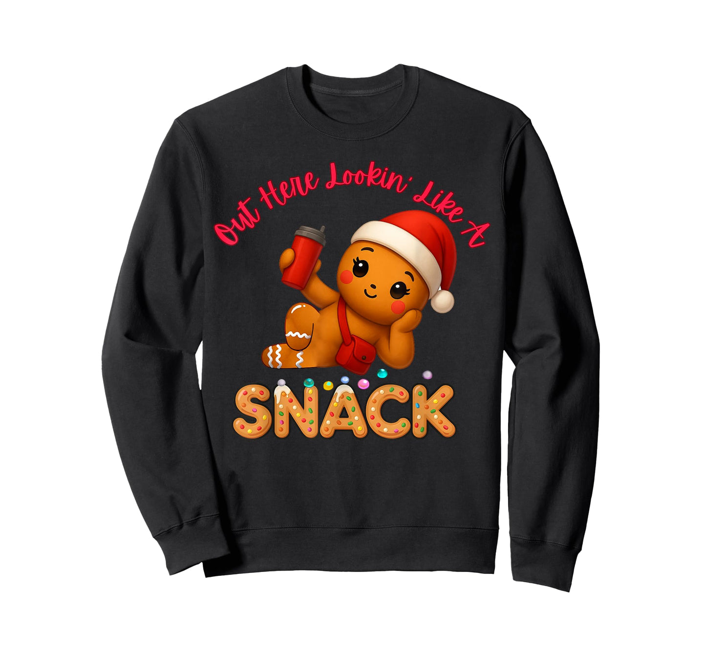 Out Here Looking Like A Snack Funny Xmas Light Gingerbread T-Shirt