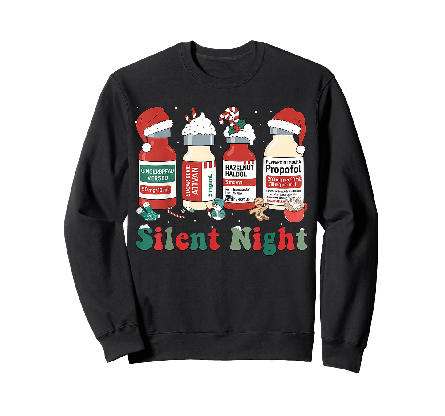 Funny Santa Propofol Silent Night ICU Nurses Merry Christmas T-Shirt