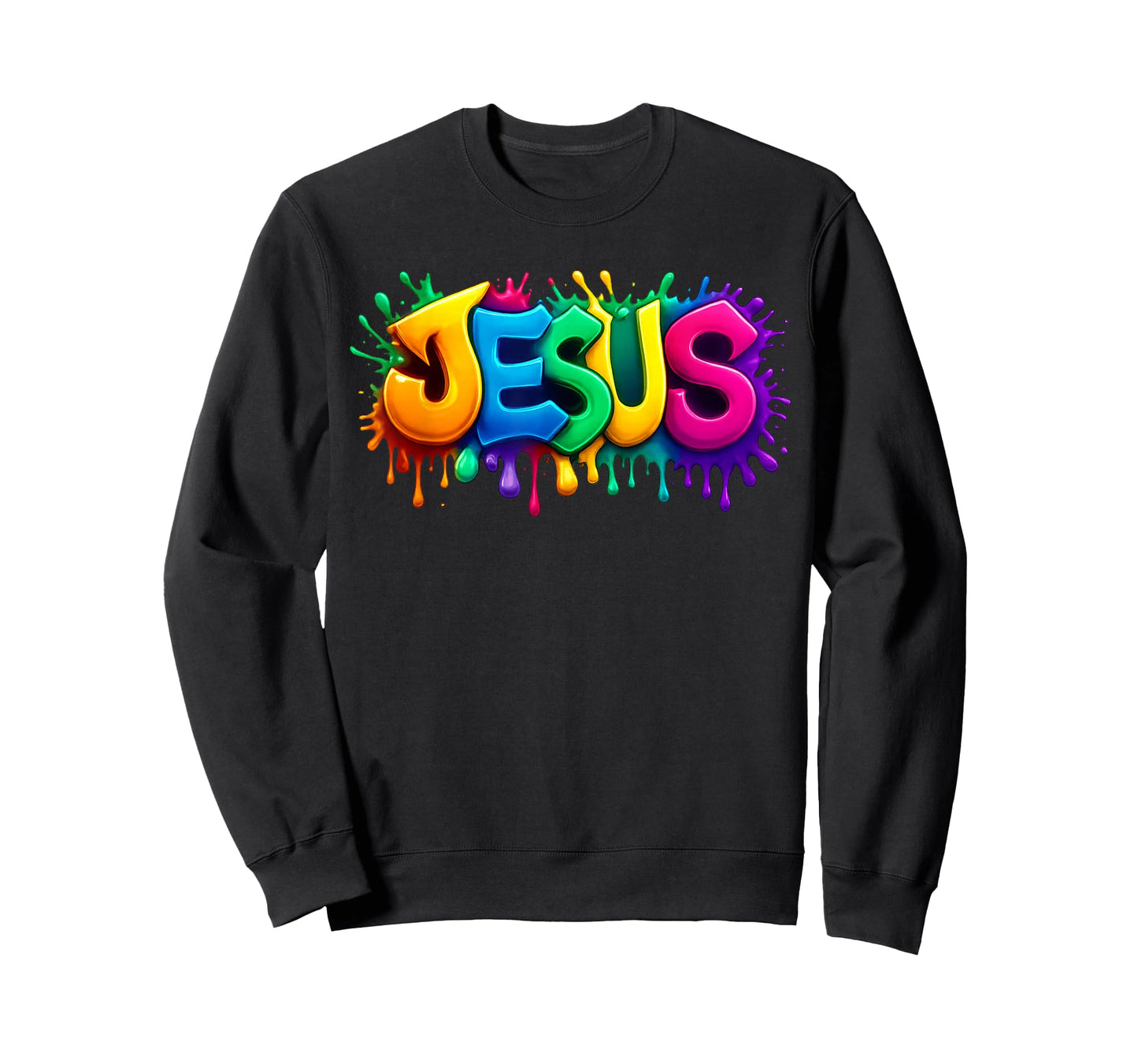 Colorful Jesus Rainbow Paint Splash Christian T-Shirt