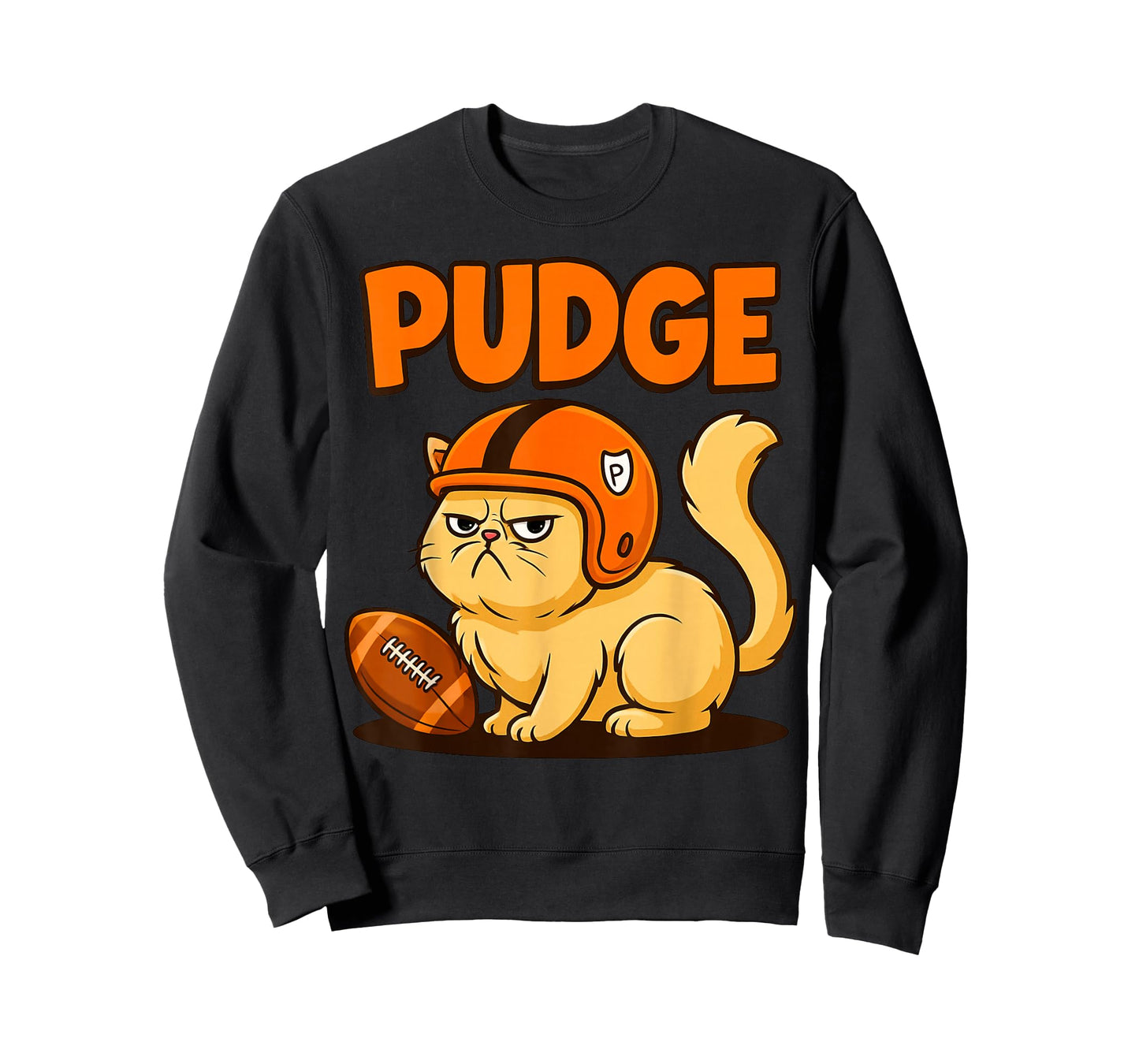 Pudge Grumpy Football Cat T-Shirt