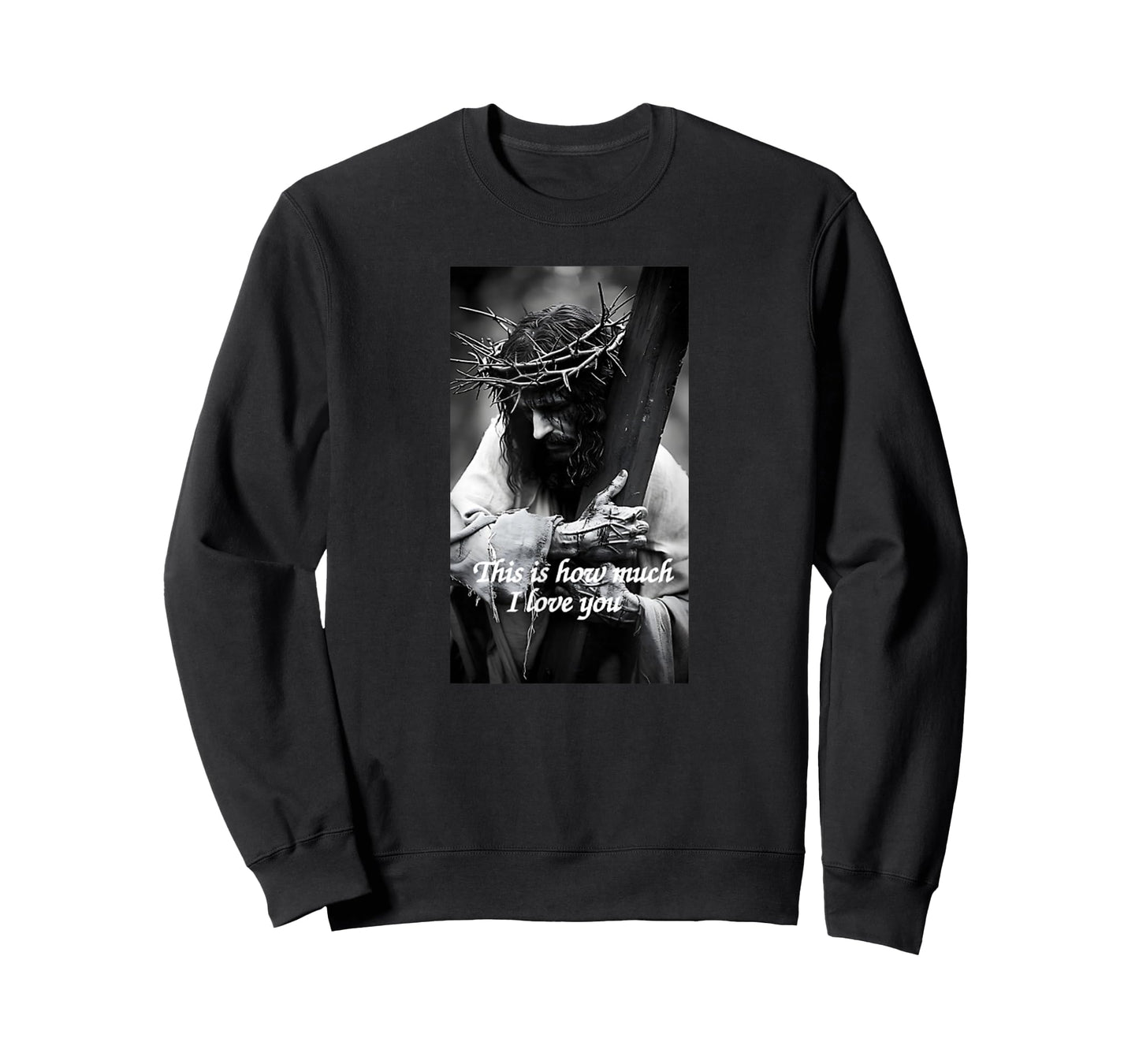 Crucified Love Monochrome Jesus Crown of Thorn Bible T-Shirt