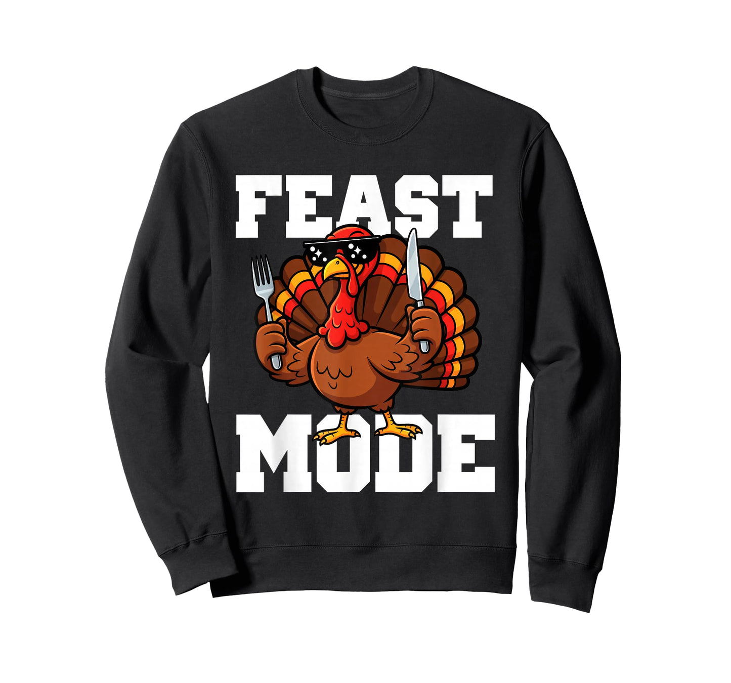 Funny Thanksgiving Turkey Feast Mode Fall Men Women Kids T-Shirt