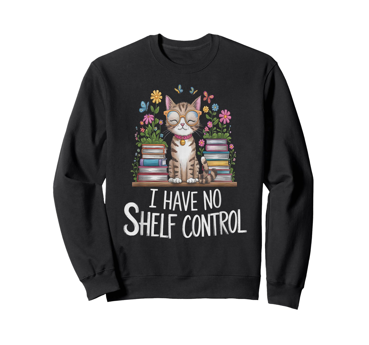 Funny I Have NO Shelf Control Cat Reading Girl Readers T-Shirt