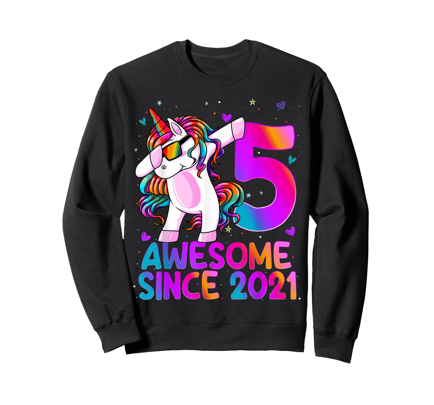 5 Year Old Girl Awesome Since 2021 Unicorn 5th Birthday Girl T-Shirt