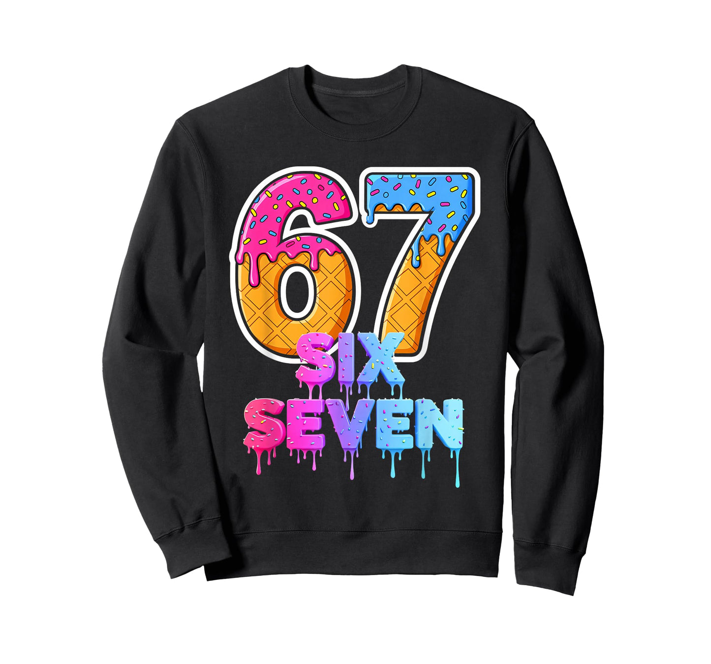 Six Seven Ice Cream Drip Gen Alpha Slang Funny 6 7 Meme T-Shirt