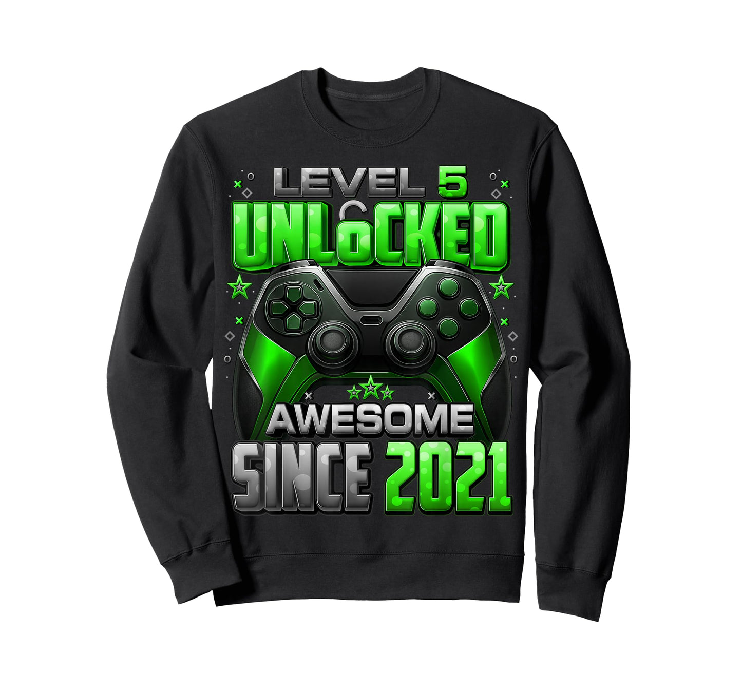 Level 5 Unlocked Awesome Since 2021 5th Birthday Gaming T-Shirt