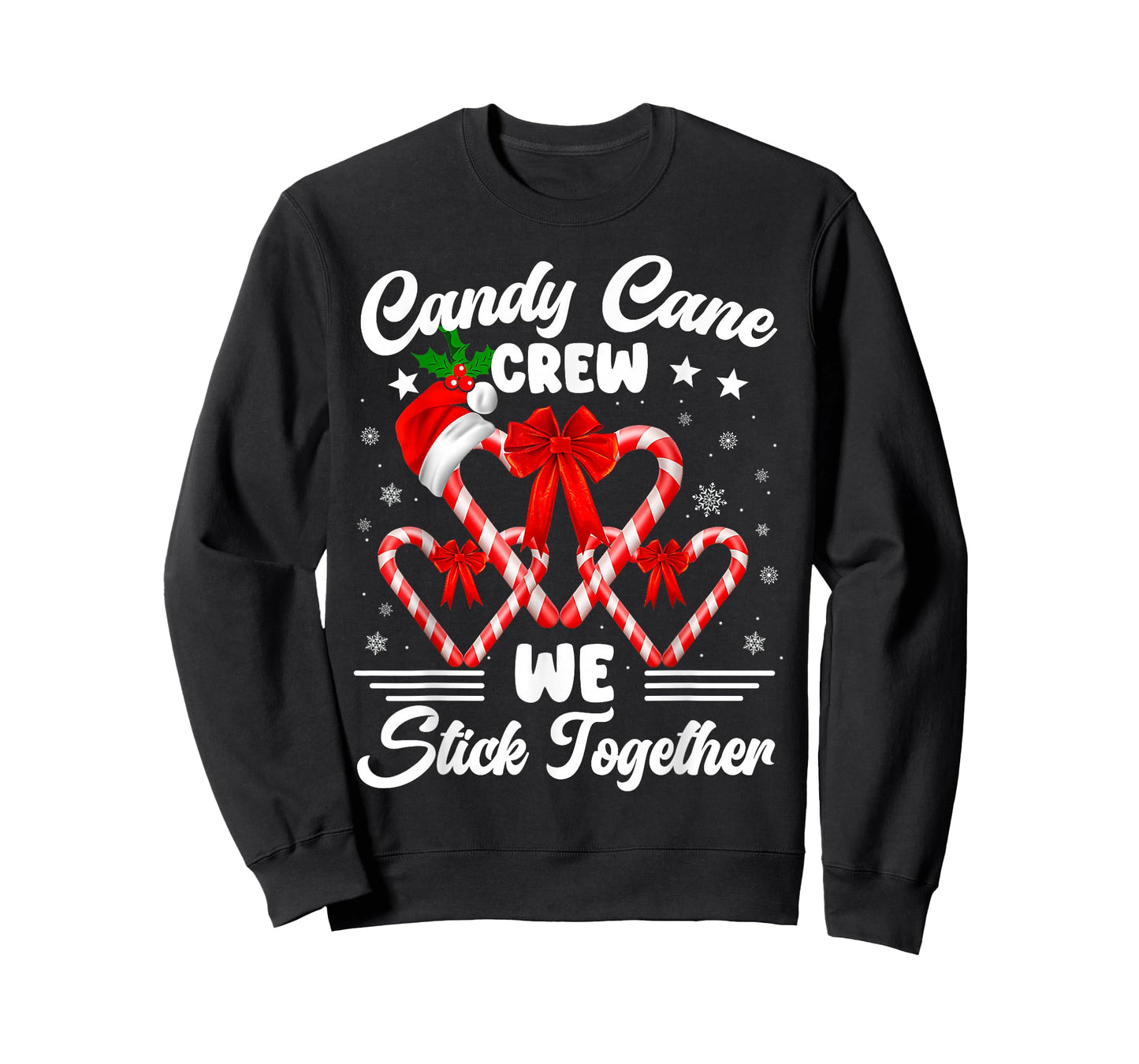 Candy Cane Crew We Stick Together Christmas Xmas Men Women T-Shirt