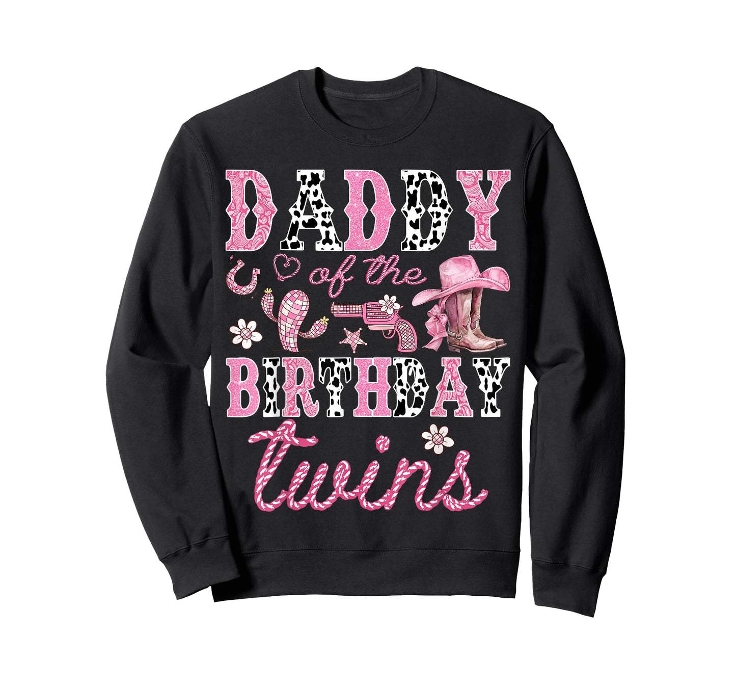 Daddy of The Birthday Twins Cowgirl Rodeo Western Matching T-Shirt
