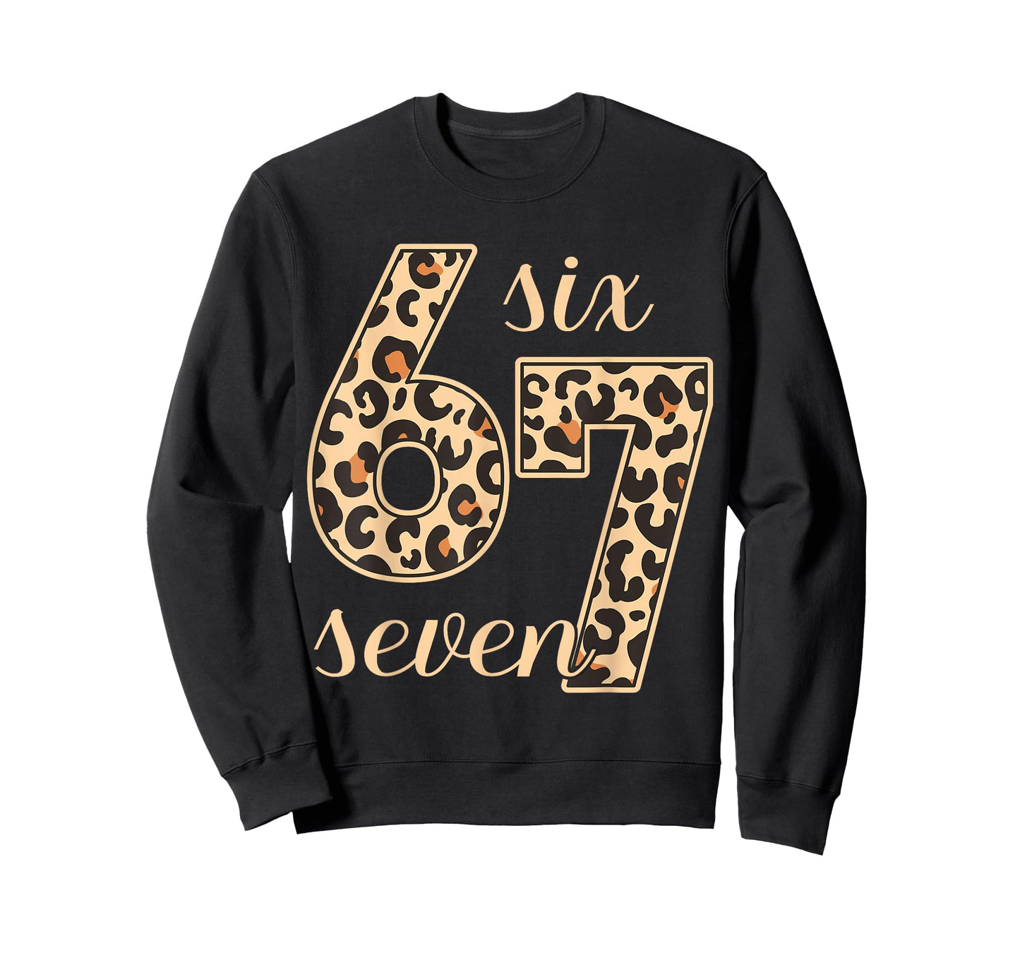 Six Seven Meme 6-7 Number Leopard Print Gen Z Gen Alpha T-Shirt