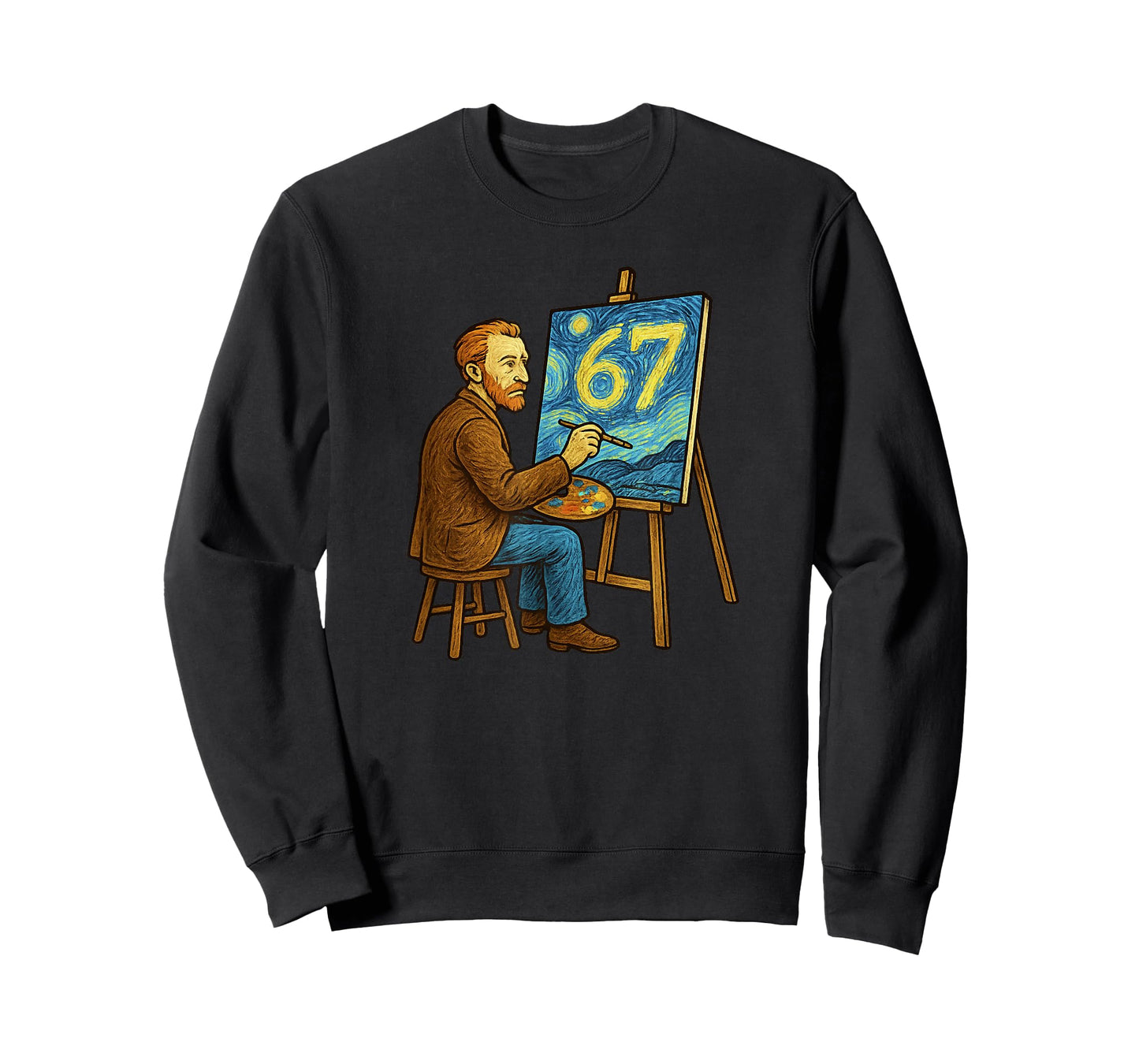 Van Gogh Starry Night 6 7 Funny 67 Meme for Art History Fans T-Shirt