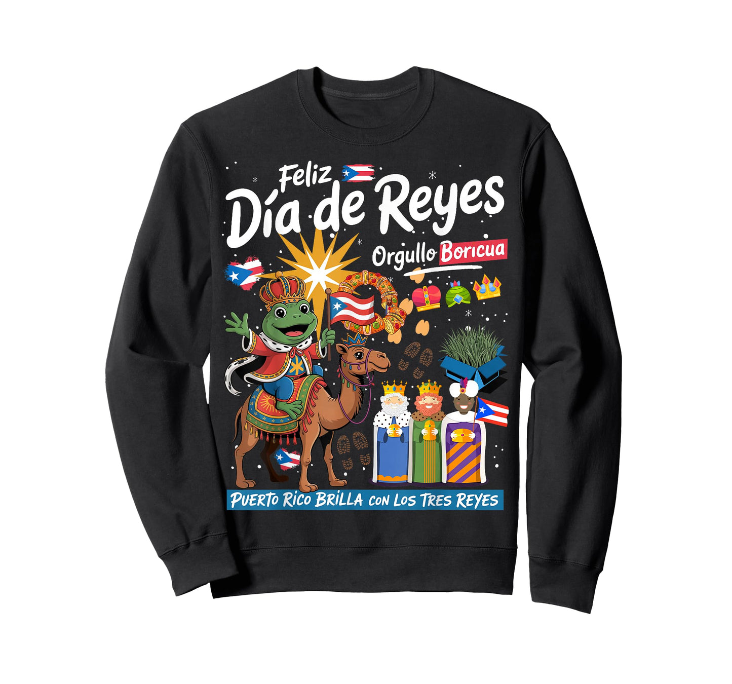 Three Kings Day Puerto Rican Women Idea Coqui Frog Boricua T-Shirt