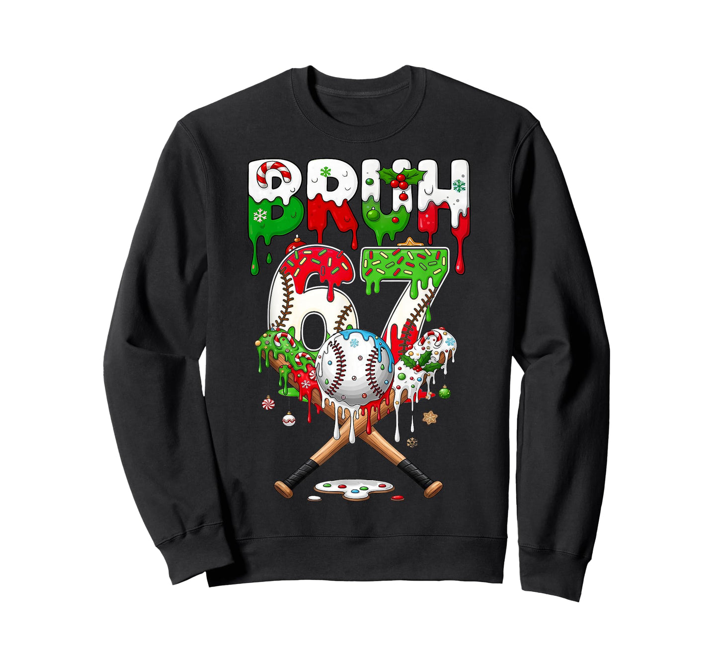 Baseball Bruh 67 Ice Cream Drip Christmas Six Seven Kids T-Shirt