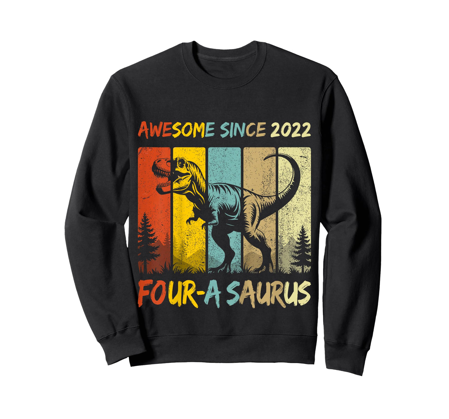Kids 4 Year Old Dinosaur 4th Birthday Four Saurus Boys Born 2022 T-Shirt