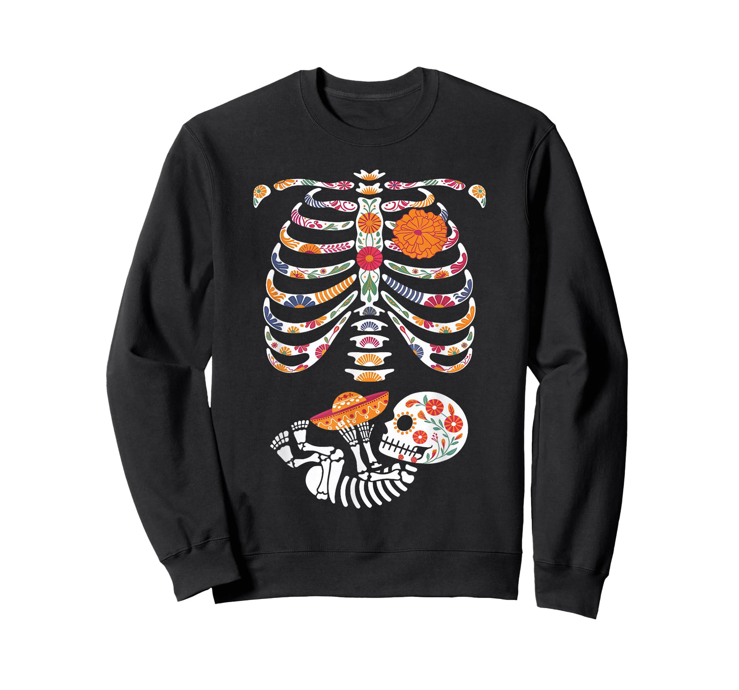 Pregnancy Skeleton Belly Day of The Dead Dia De Los Muertos T-Shirt