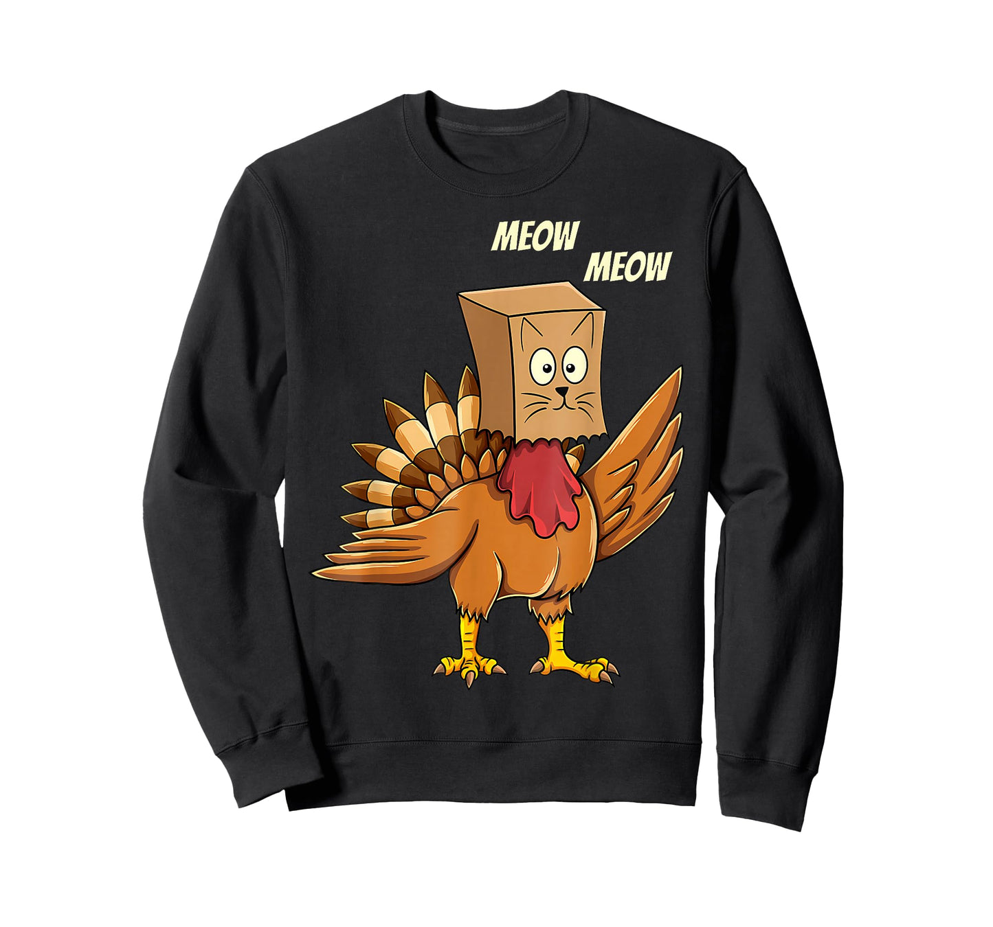 Thanksgiving Turkey Cat Meow Funny Men Women Thanksgiving T-Shirt