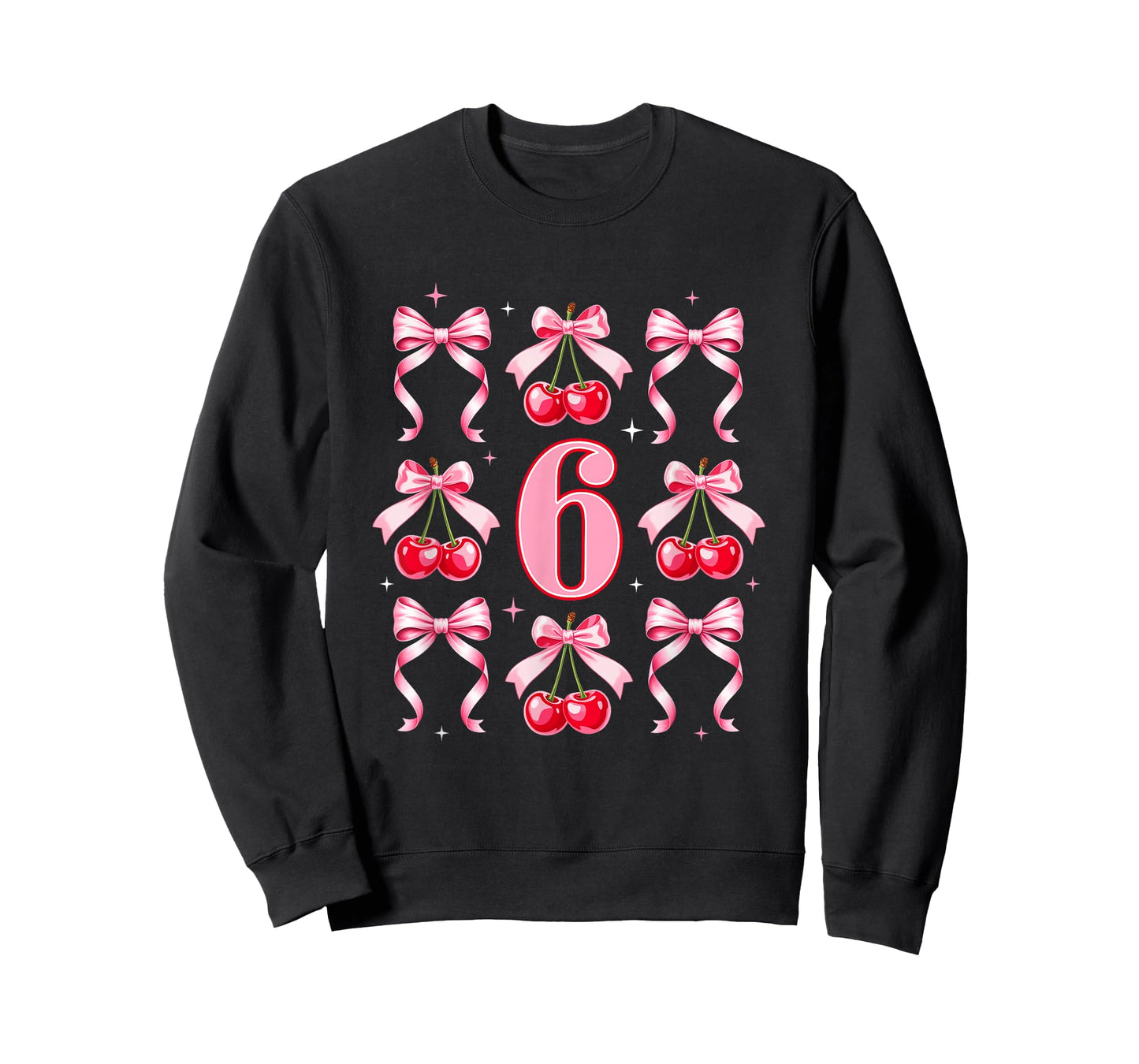 Birthday Girl 6Th Birthday Cherry Coquette Bow 6 Years Old T-Shirt