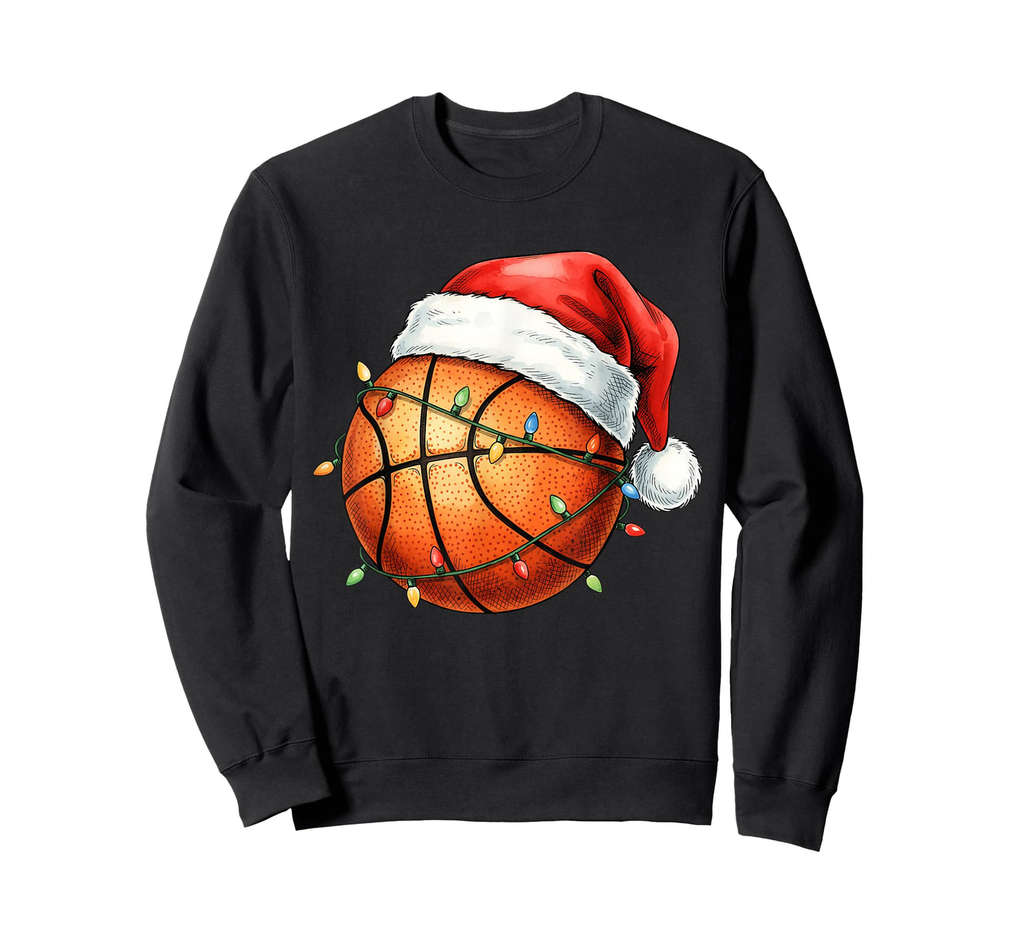 Basketball Christmas Shirt Funny Santa Hat Sport Men Kids T-Shirt