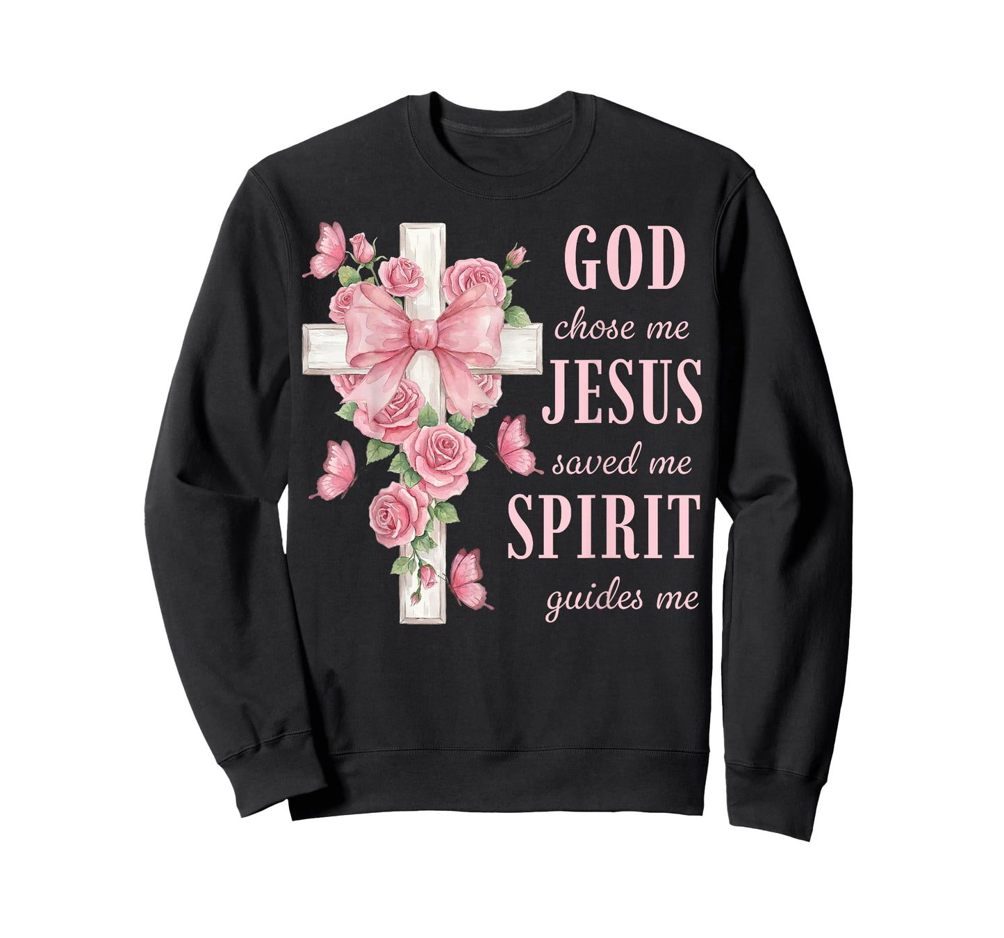Christian Faith God Chose Me Jesus Saved Me Rose Cross T-Shirt