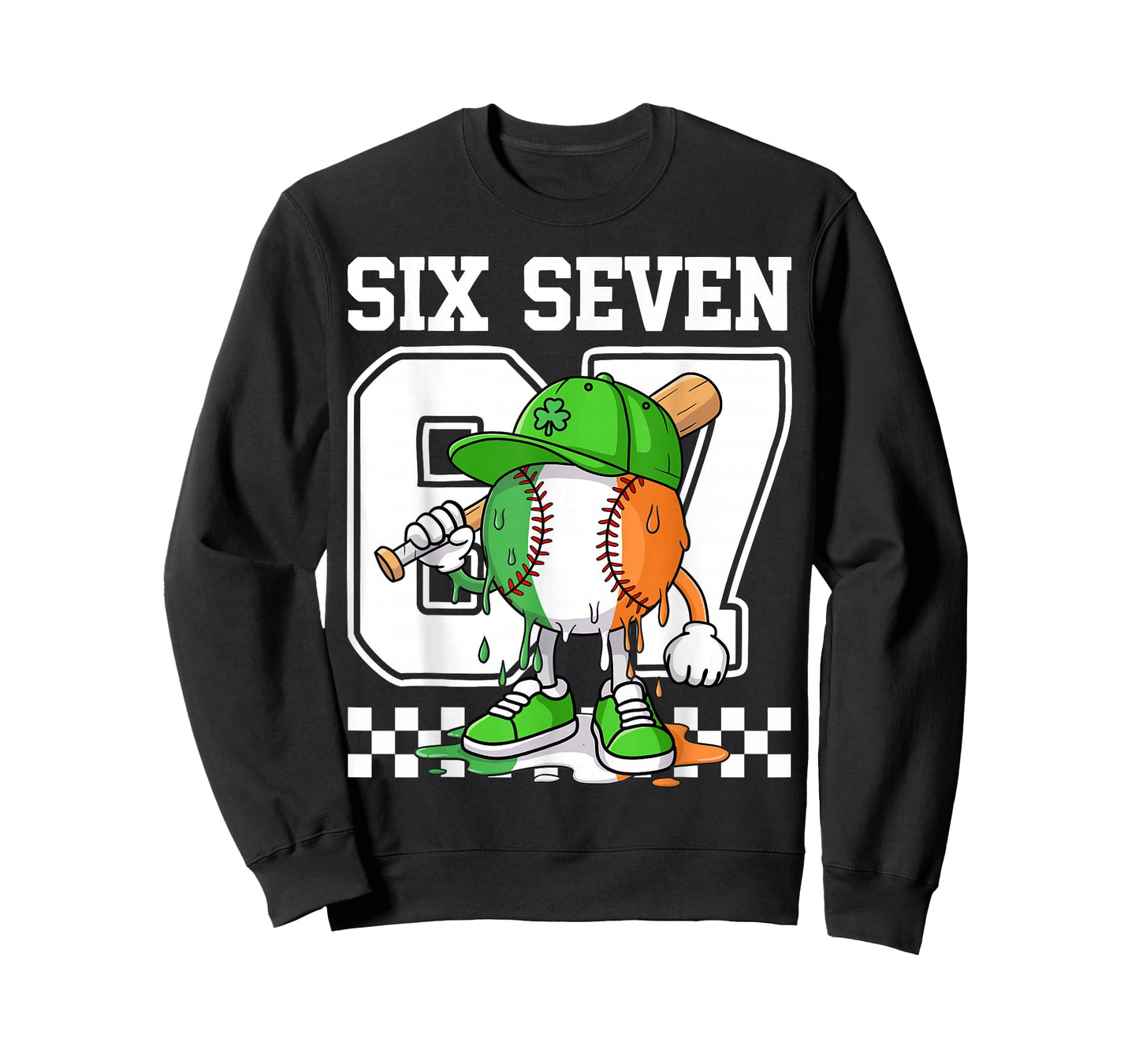 Boys St Patricks Day 67 Six Seven Baseball Ice Cream Drip T-Shirt