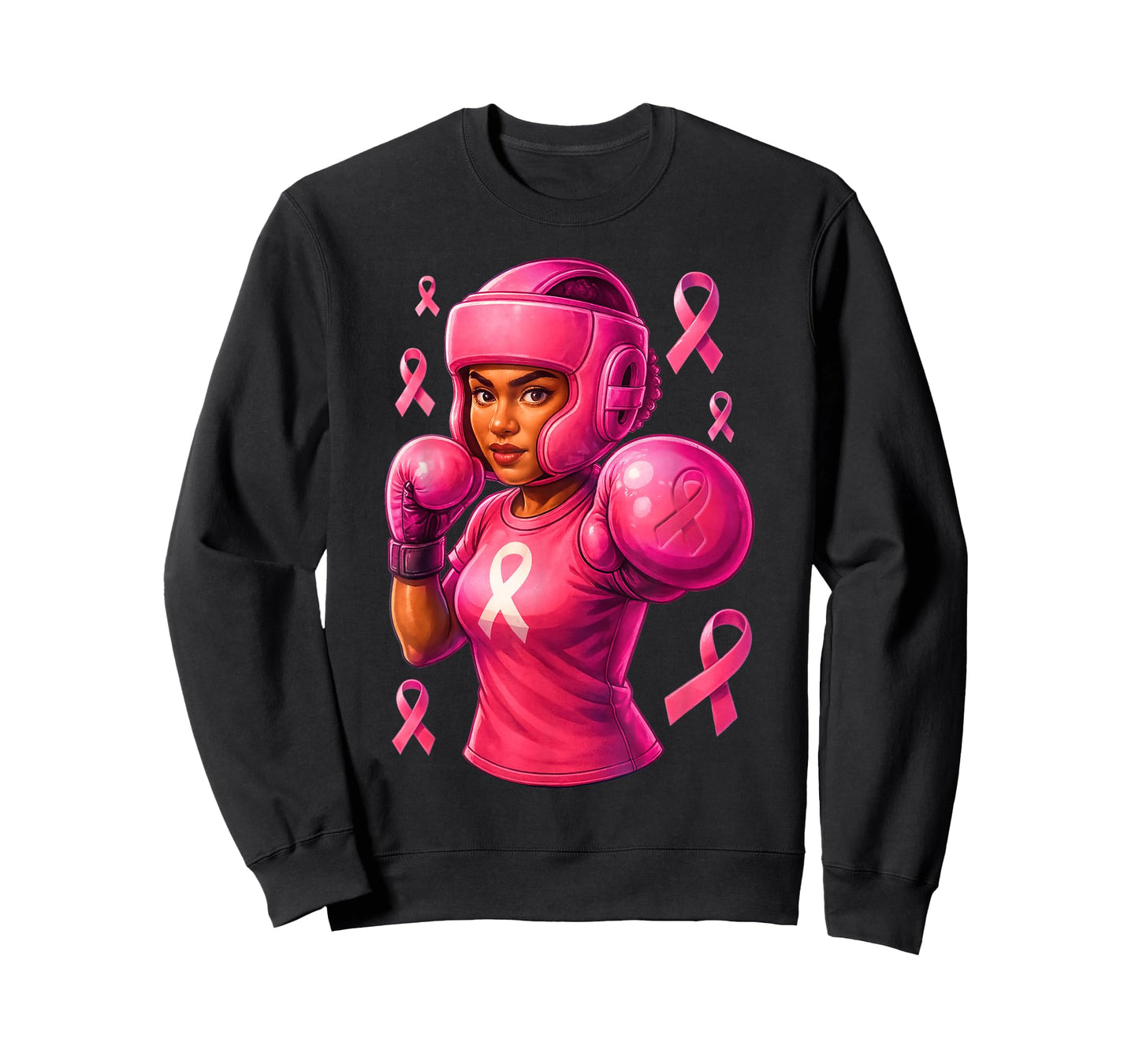 Women Black African American Fight Breast Cancer Pink Ribbon T-Shirt