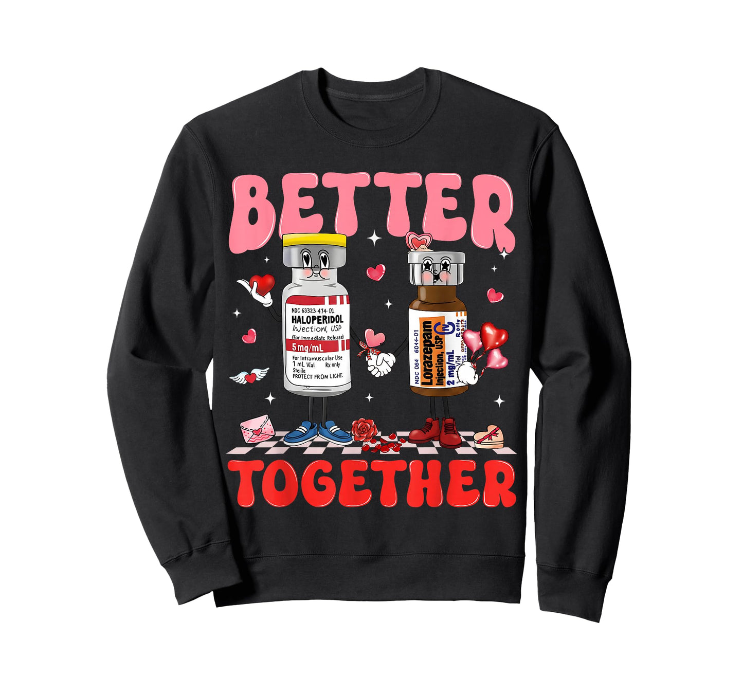 Valentine Better Together Nurse Pink Bow RN PCT CNA Nurse T-Shirt
