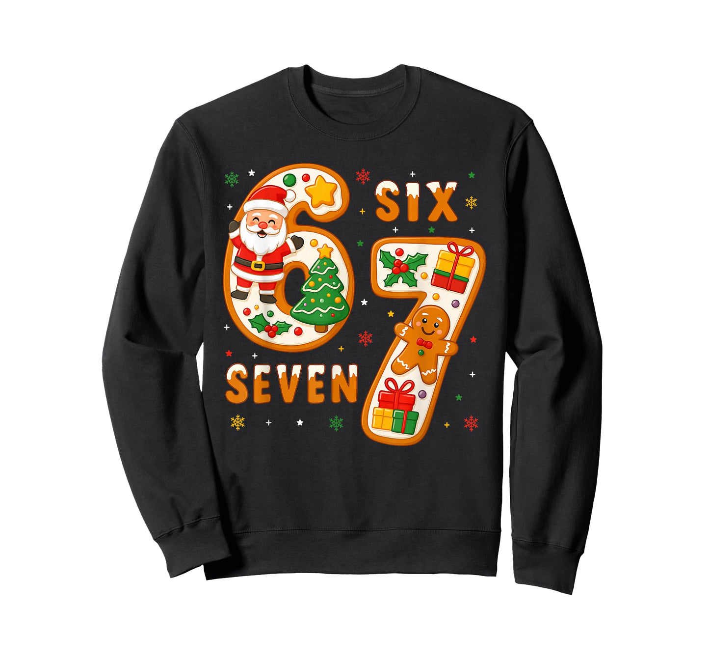 Funny Six Seven 67 Meme 6 7 Santa Christmas Pajamas Kids T-Shirt