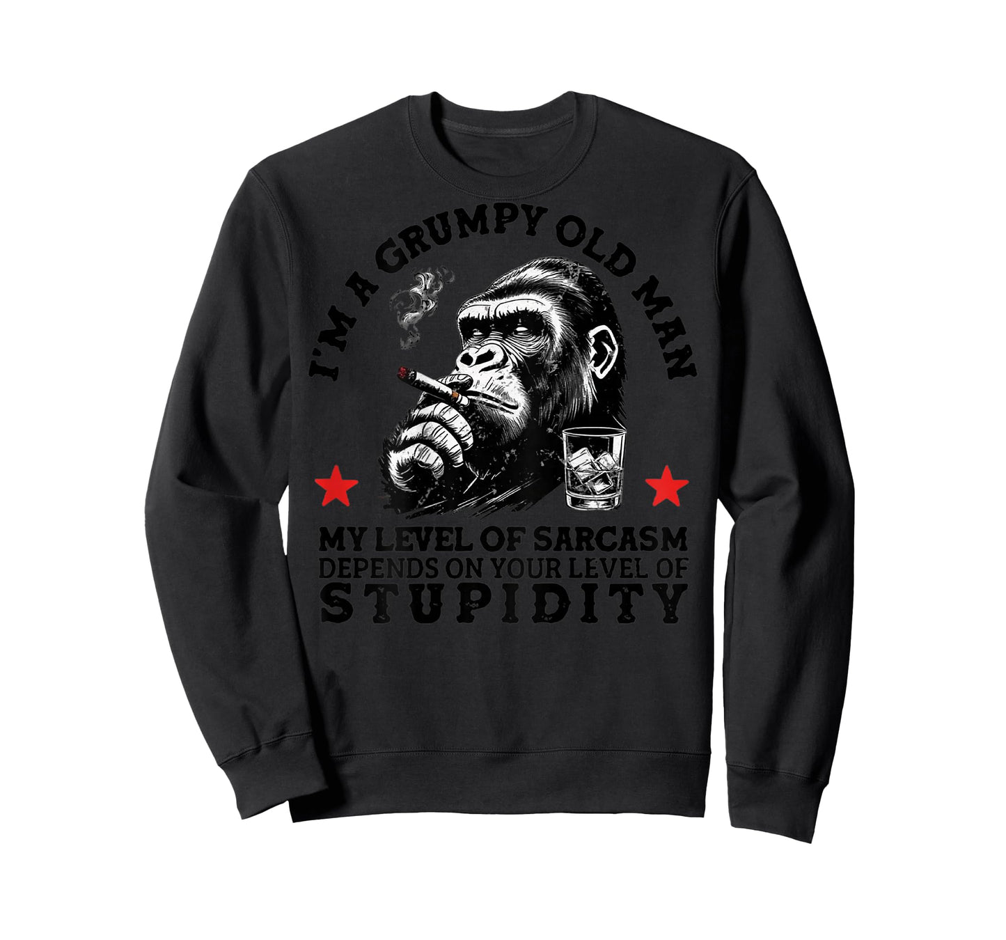 (On Back) Grumpy Old Man - My Level of Sarcasm Funny Monkey T-Shirt