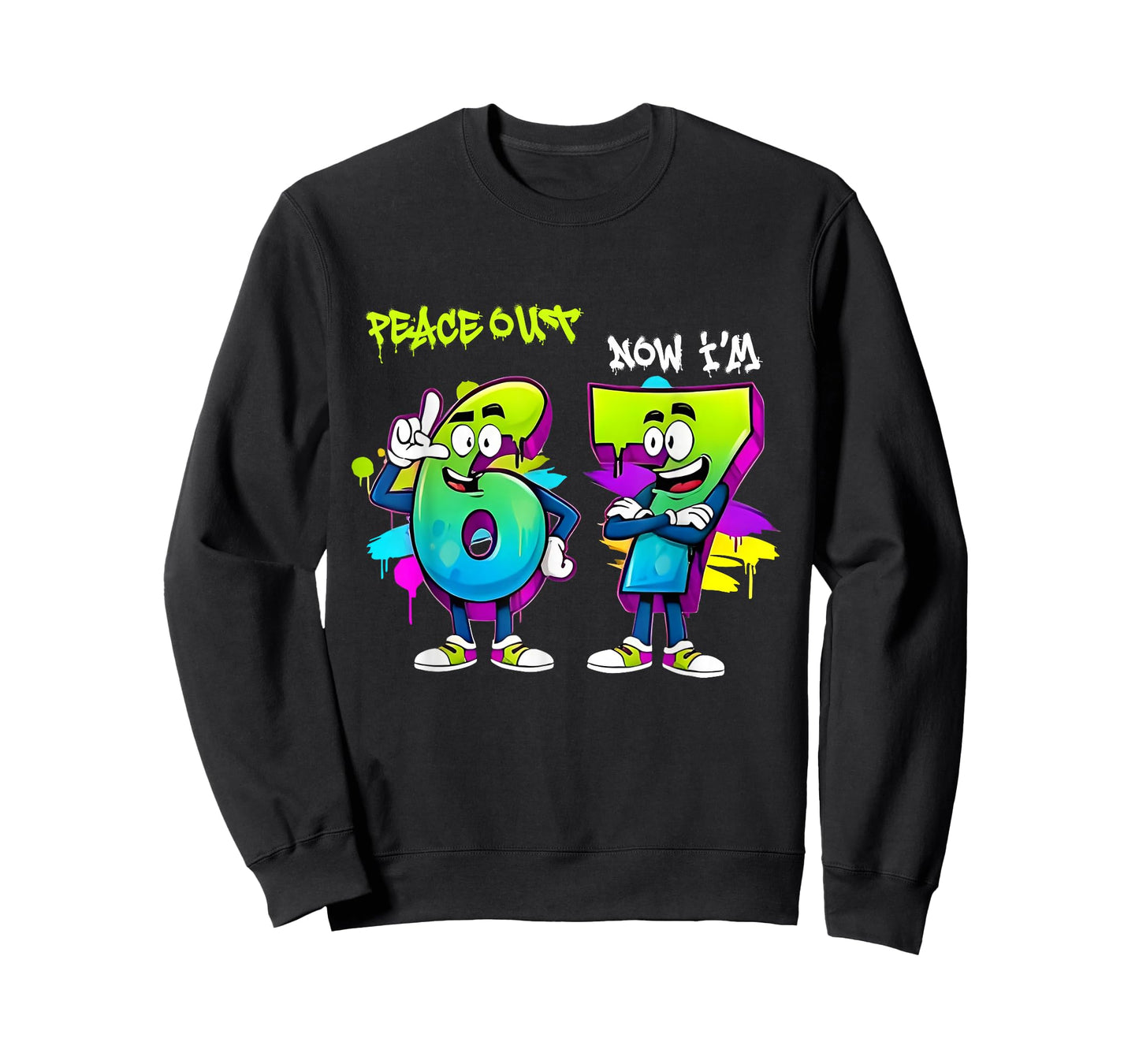 Peace 6 Out Now I'm 7 7th Birthday Brainrot 67 Graffiti Meme T-Shirt