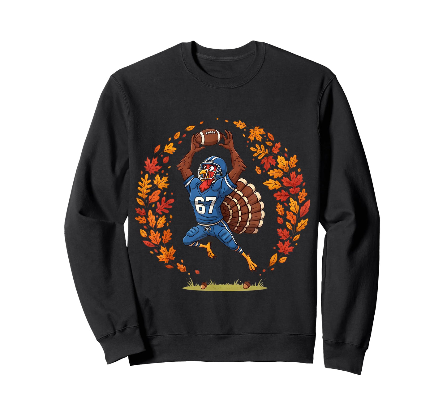Funny 67 Thanksgiving Football Turkey Fall Sports Game Day T-Shirt