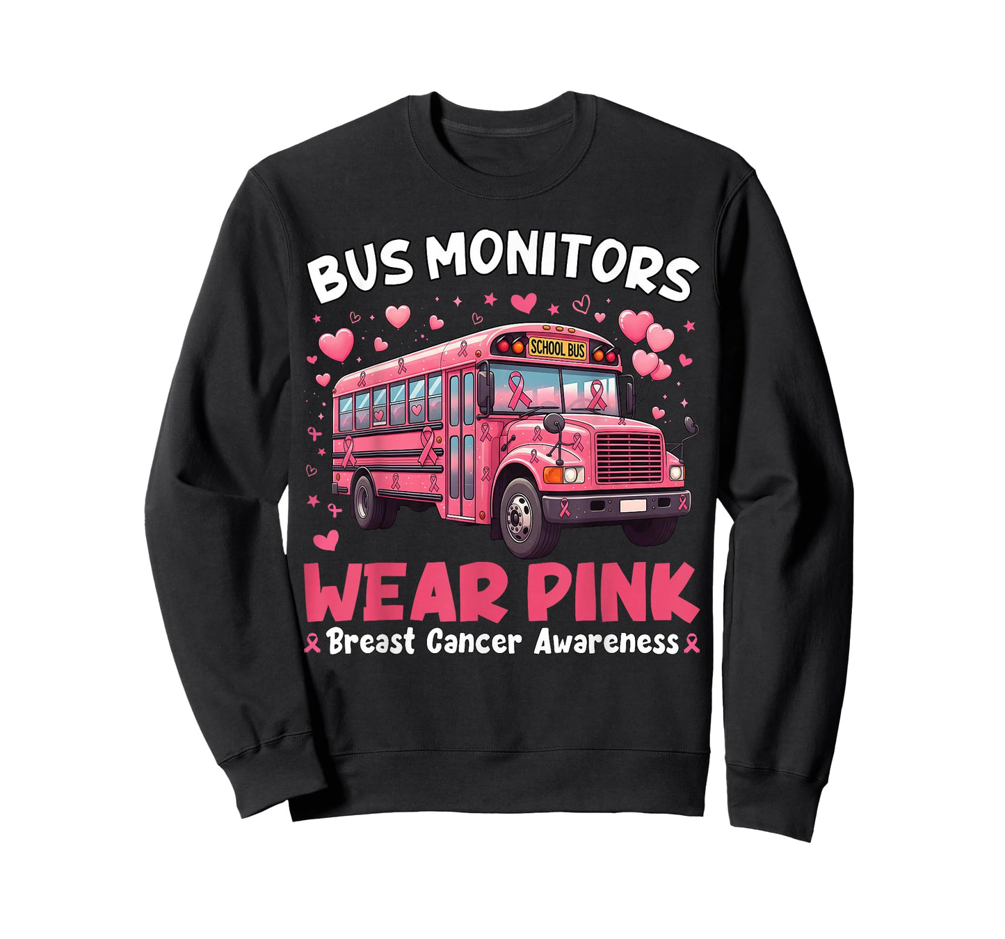 Bus Monitors Wear Pink Breast Cancer Awareness Support Tees T-Shirt