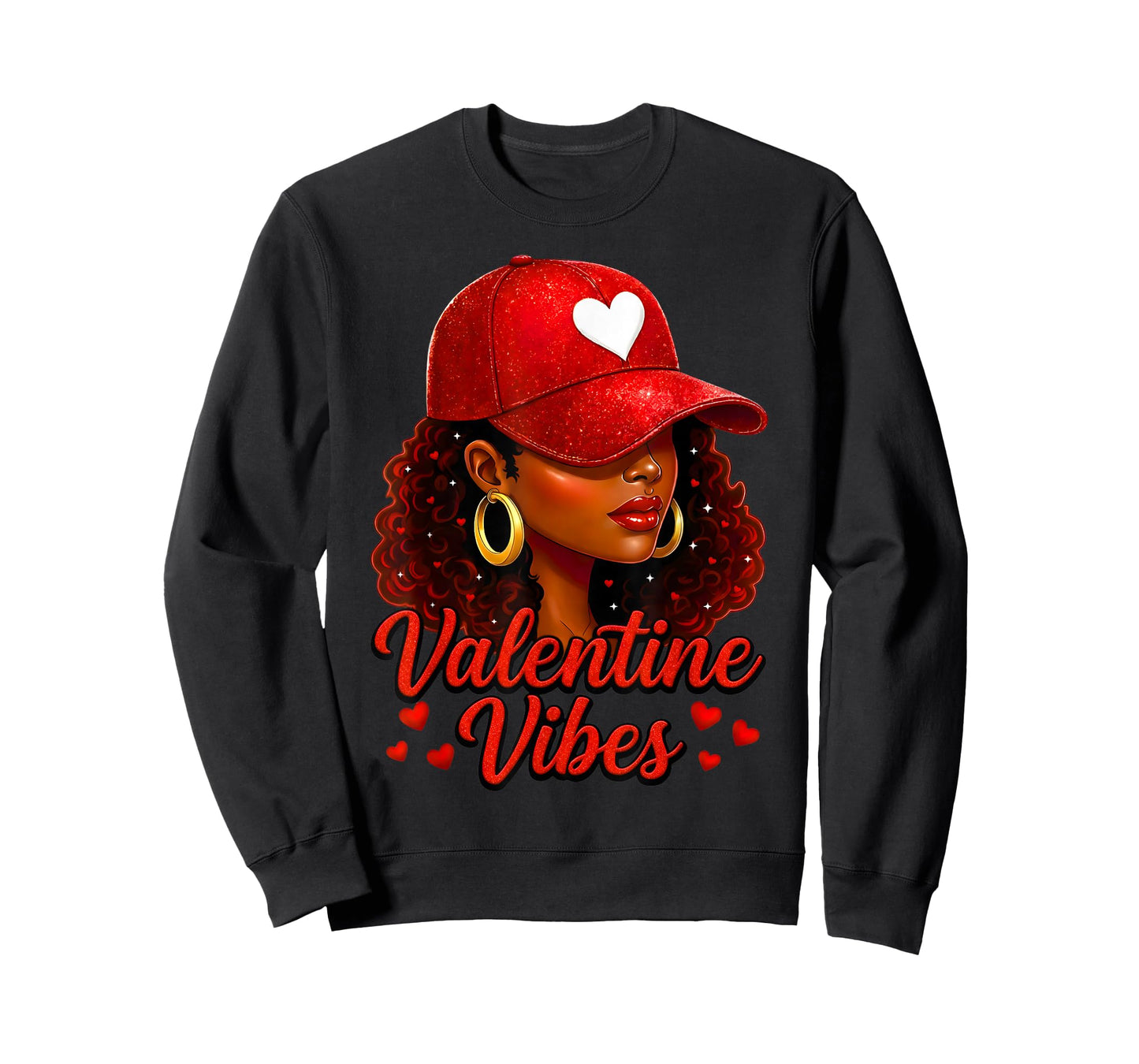 Valentine Vibes Black Women Valentines Day for Girl Womens T-Shirt