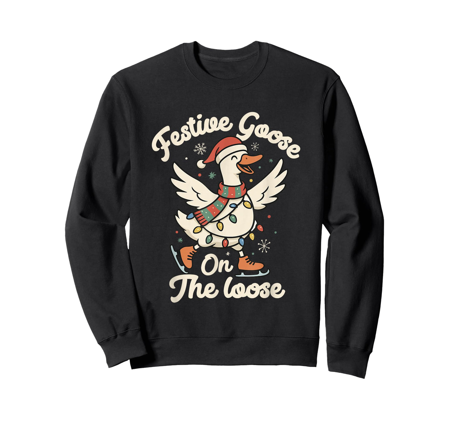 Festive Goose On The Loose Christmas Santa Goose Holiday T-Shirt